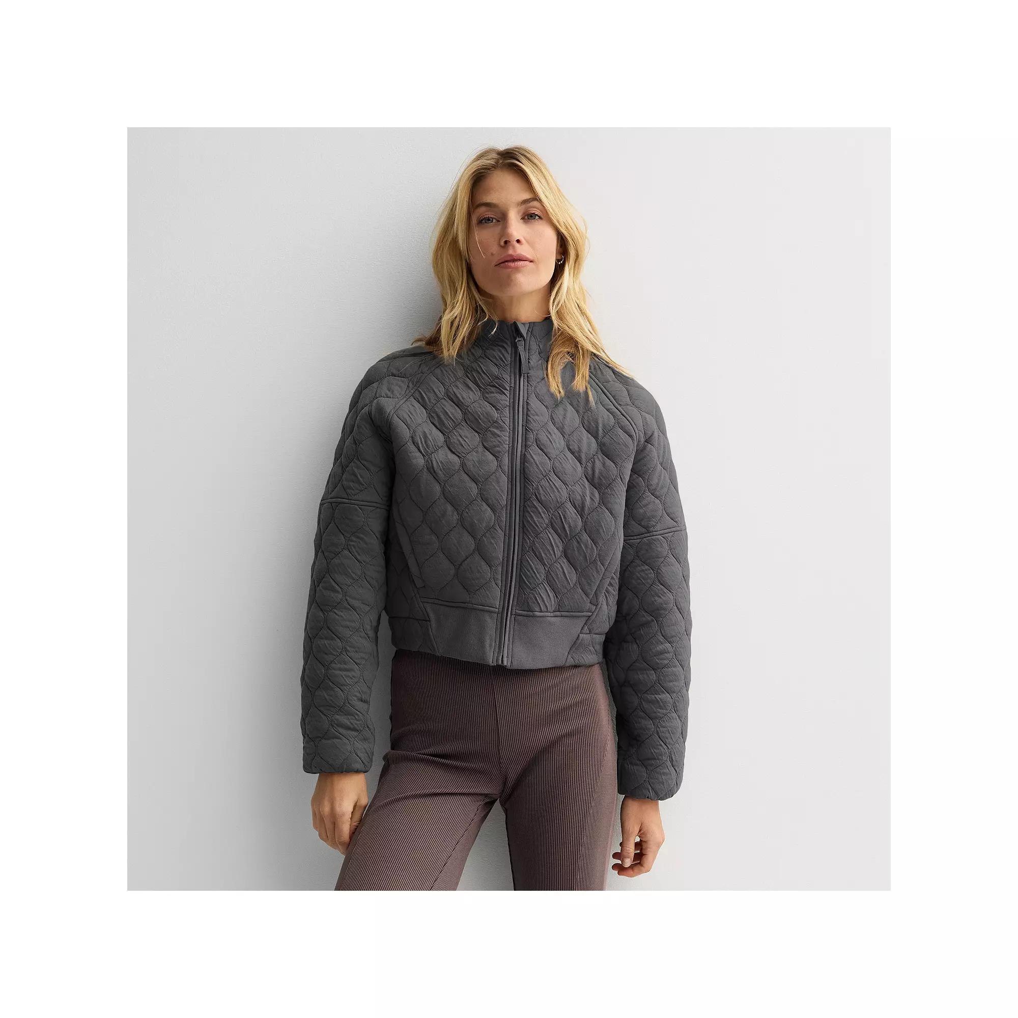 Women's FLX Cropped Quilted Jacket, Size: XL, Storm Black Product Image