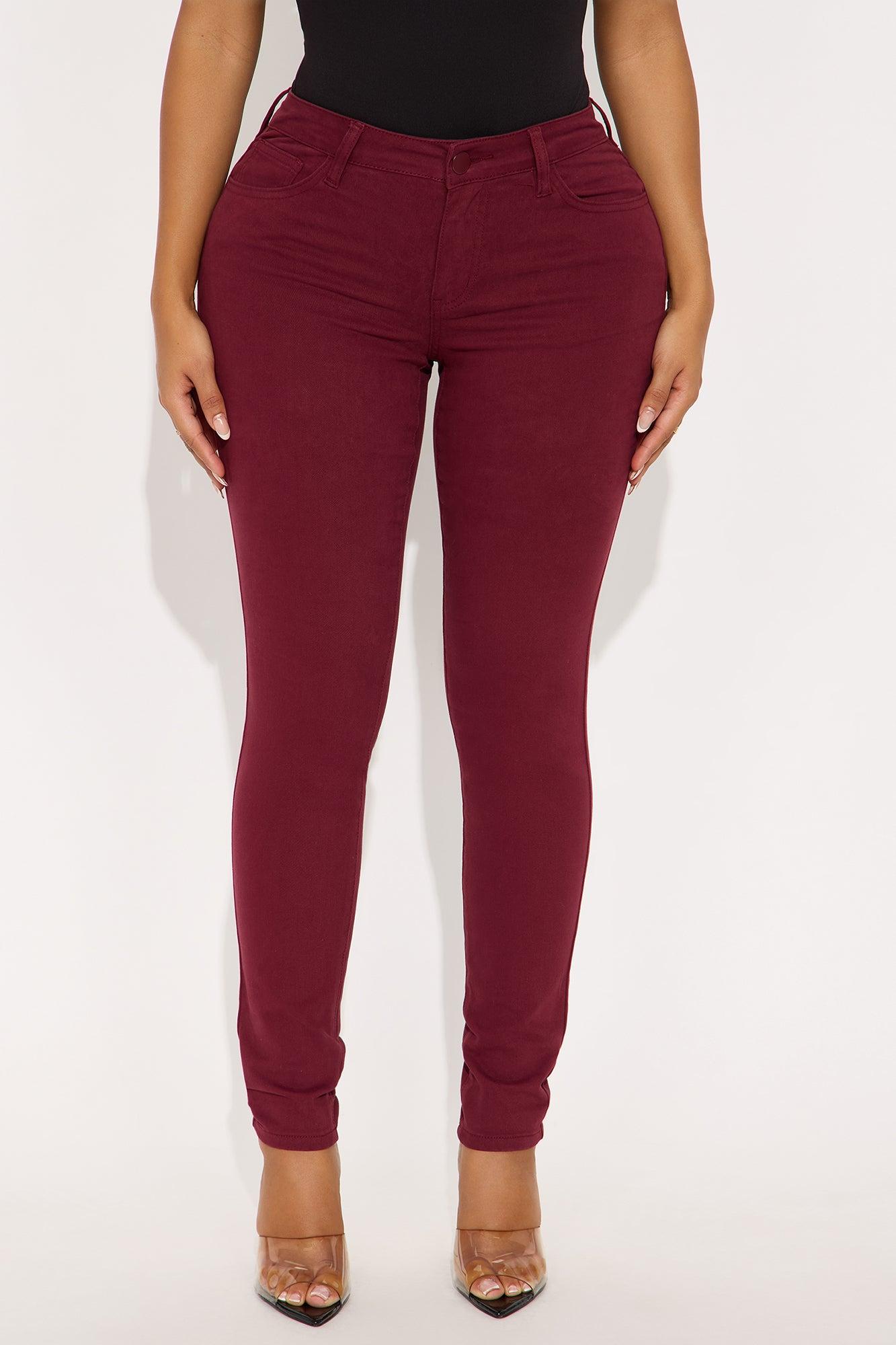 Skinny Uniform Pants - Burgundy Female Product Image