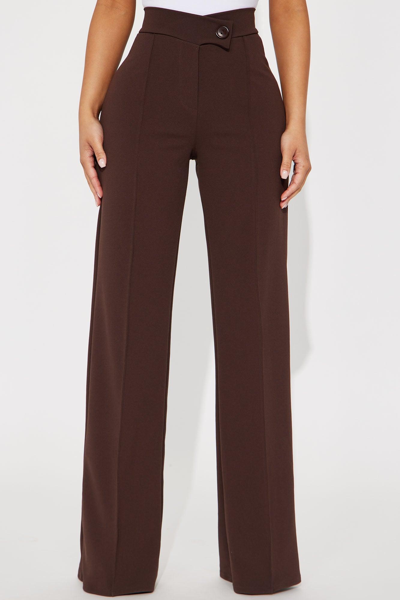 Petite Call It Even Wide Leg Dress Pants - Chocolate Product Image