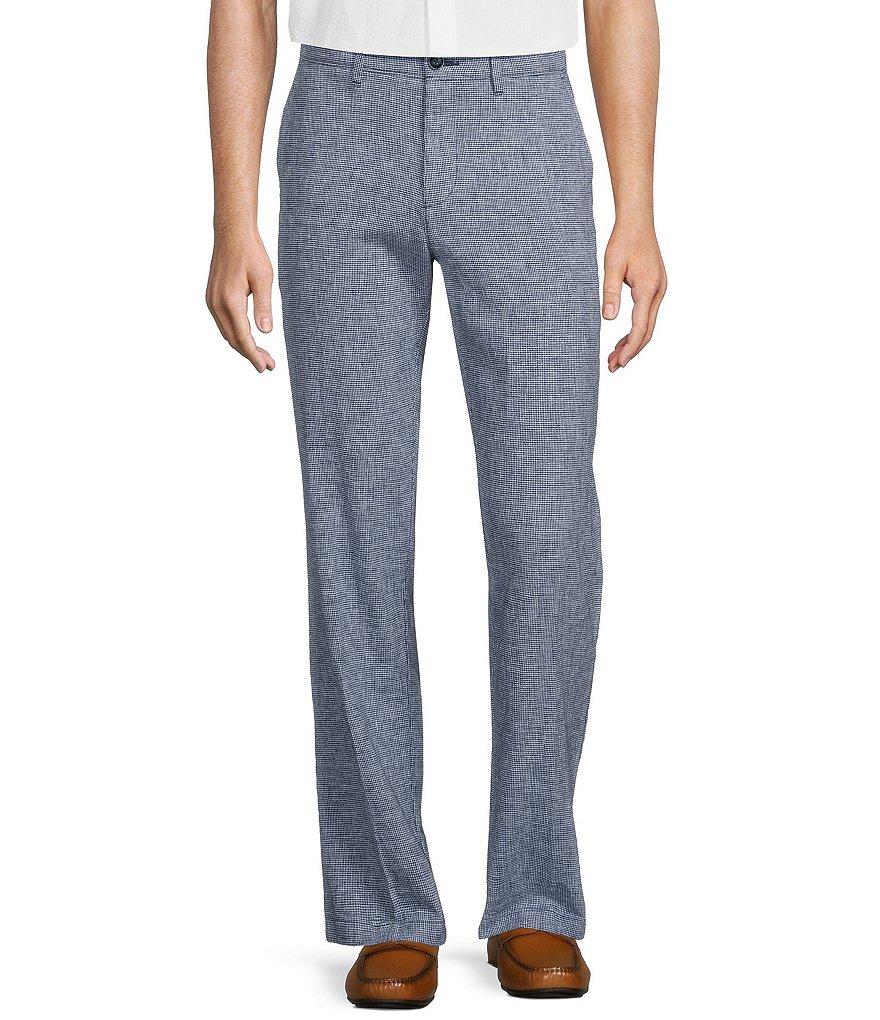 Roundtree & Yorke Andrew Fit Flat Front Linen Chino Pants Product Image