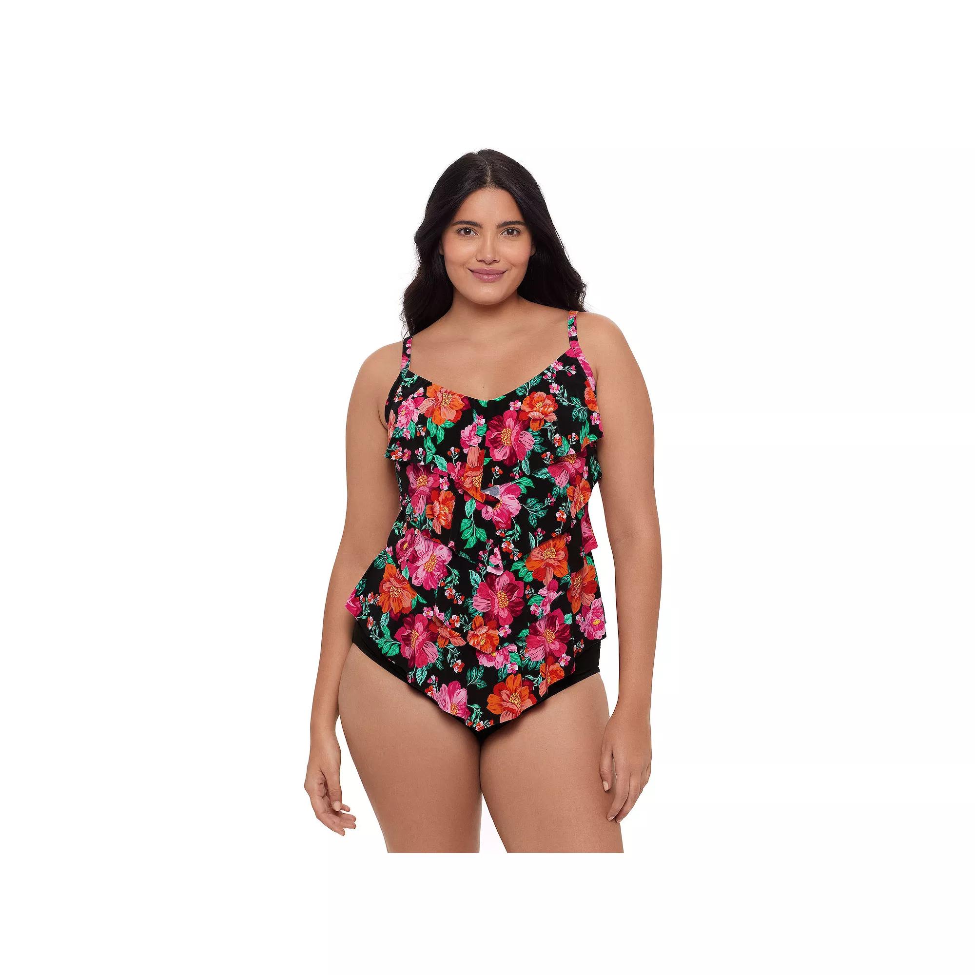 Women's Trimshaper Hothouse Garden Lily Tankini Swim Top, Size: 10 Product Image