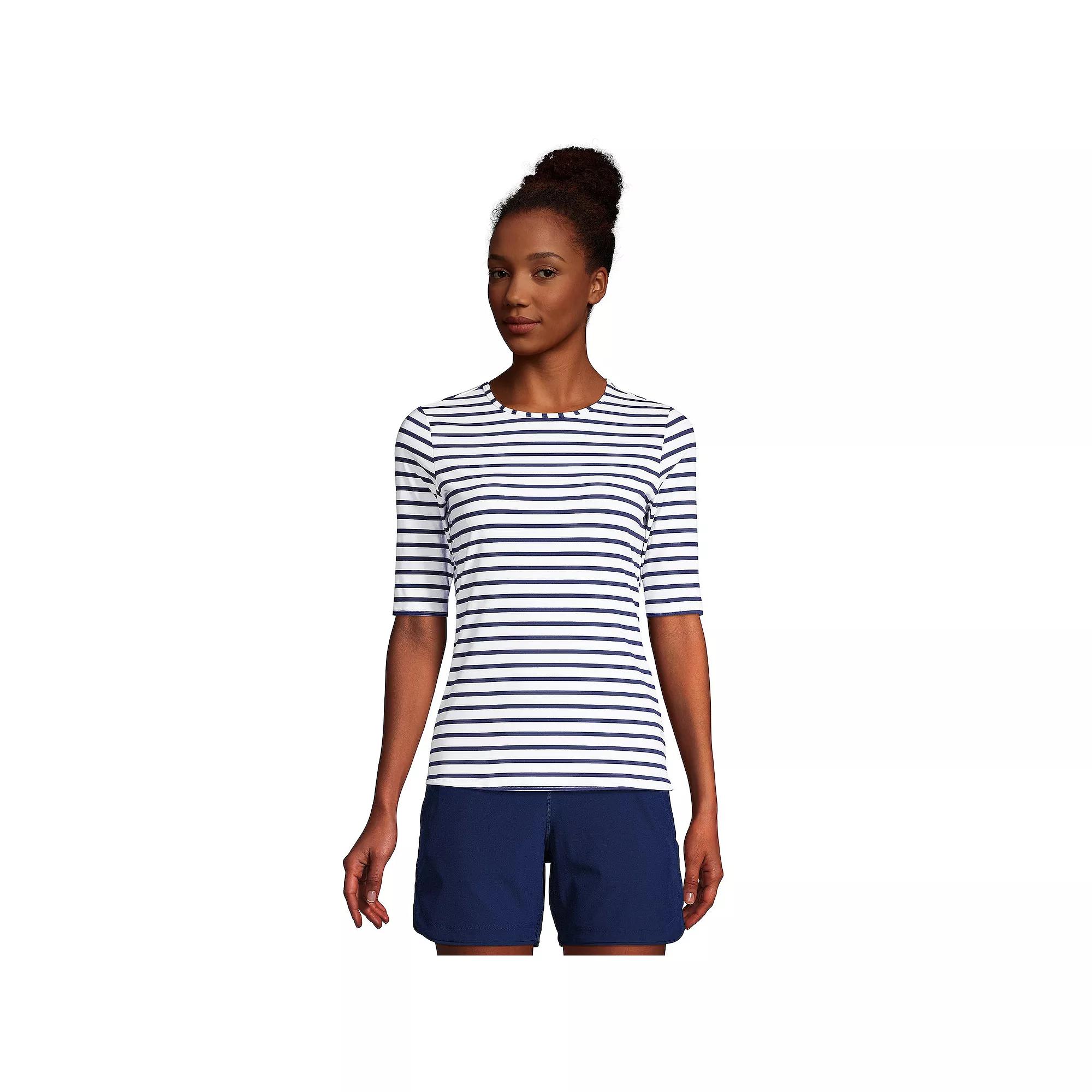 Petite Lands' End UPF 50 Elbow-Sleeve Rash Guard Swim Tee, Women's,  Product Image