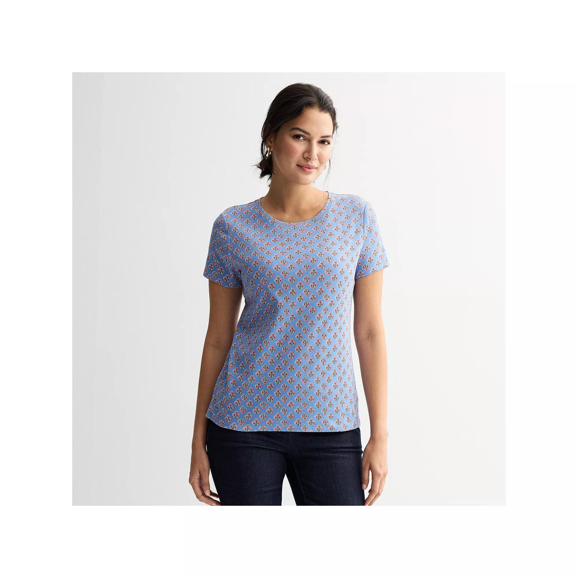 Petite Croft & Barrow® Essential Crewneck Tee, Women's,  Product Image