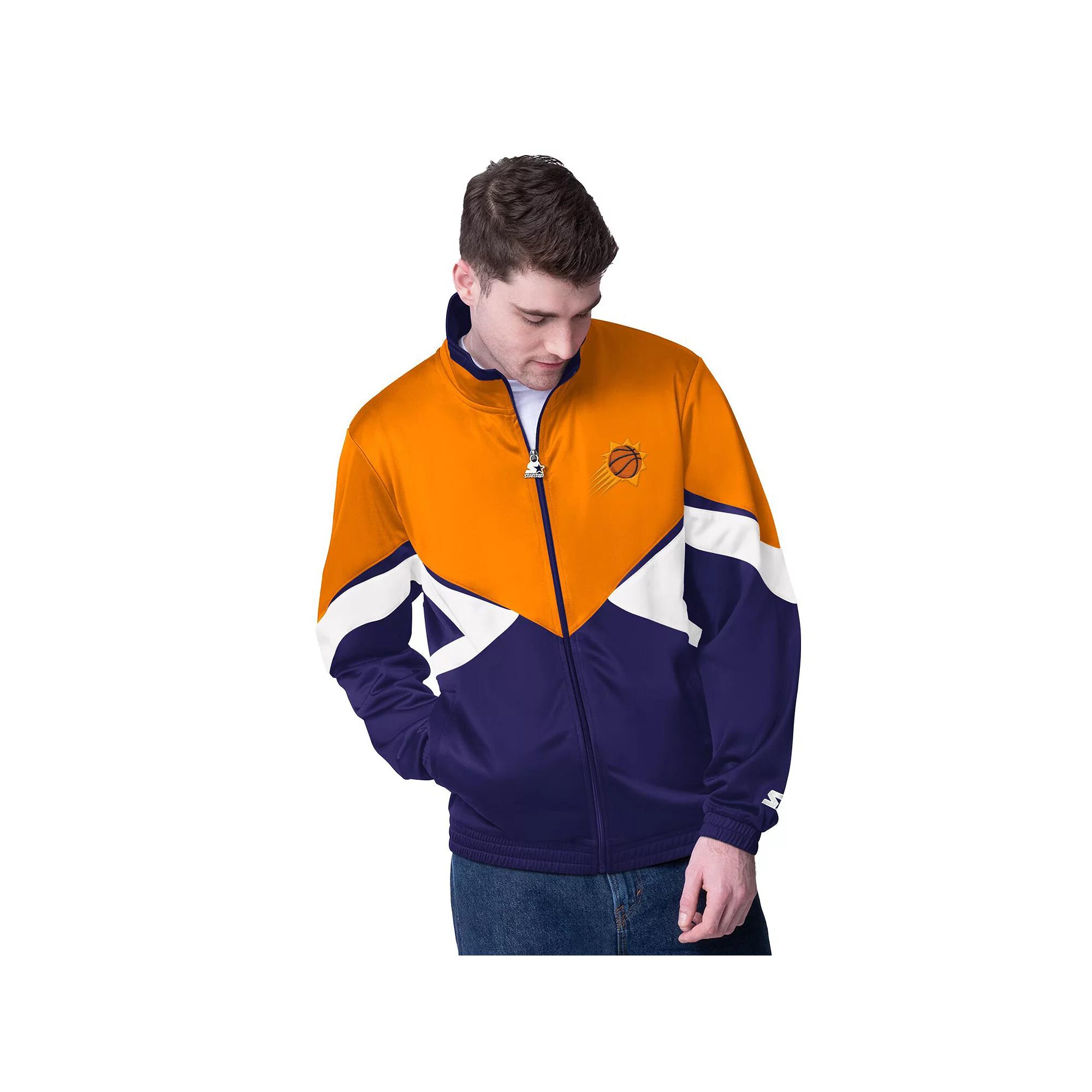 Men's Starter Orange/Purple Phoenix Suns Rush Applique Full-Zip Track Jacket, Size: 2XL, Phx Orange Product Image