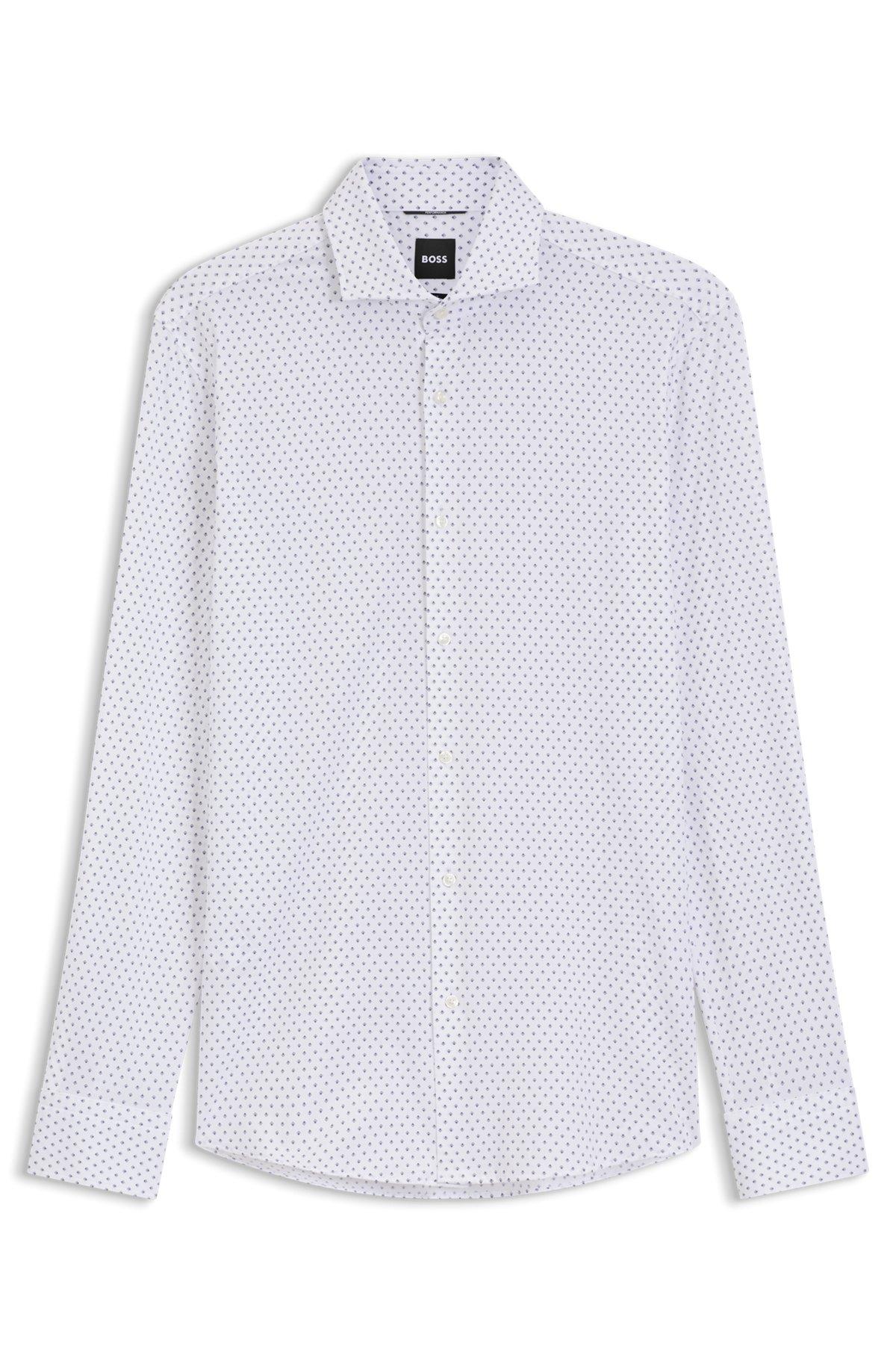 Printed slim-fit shirt in performance-stretch jersey Product Image