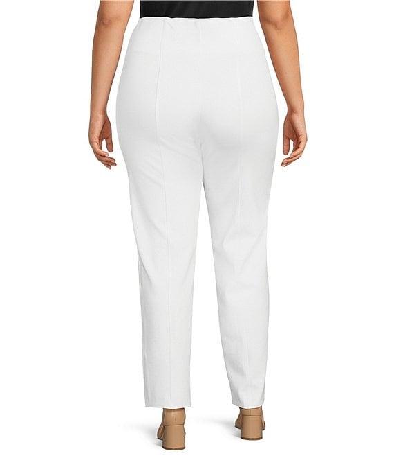 Slim Factor by Investments Plus Size Ponte Knit No Waist Slim Straight Pants Product Image