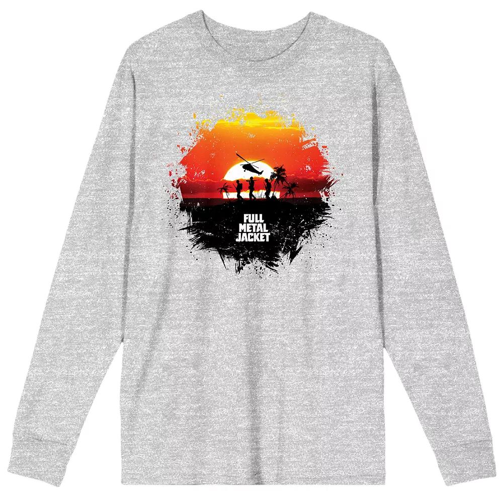 Men's Full Metal Jacket Sunset Soldier Outline Long Sleeve Graphic Tee,  Product Image