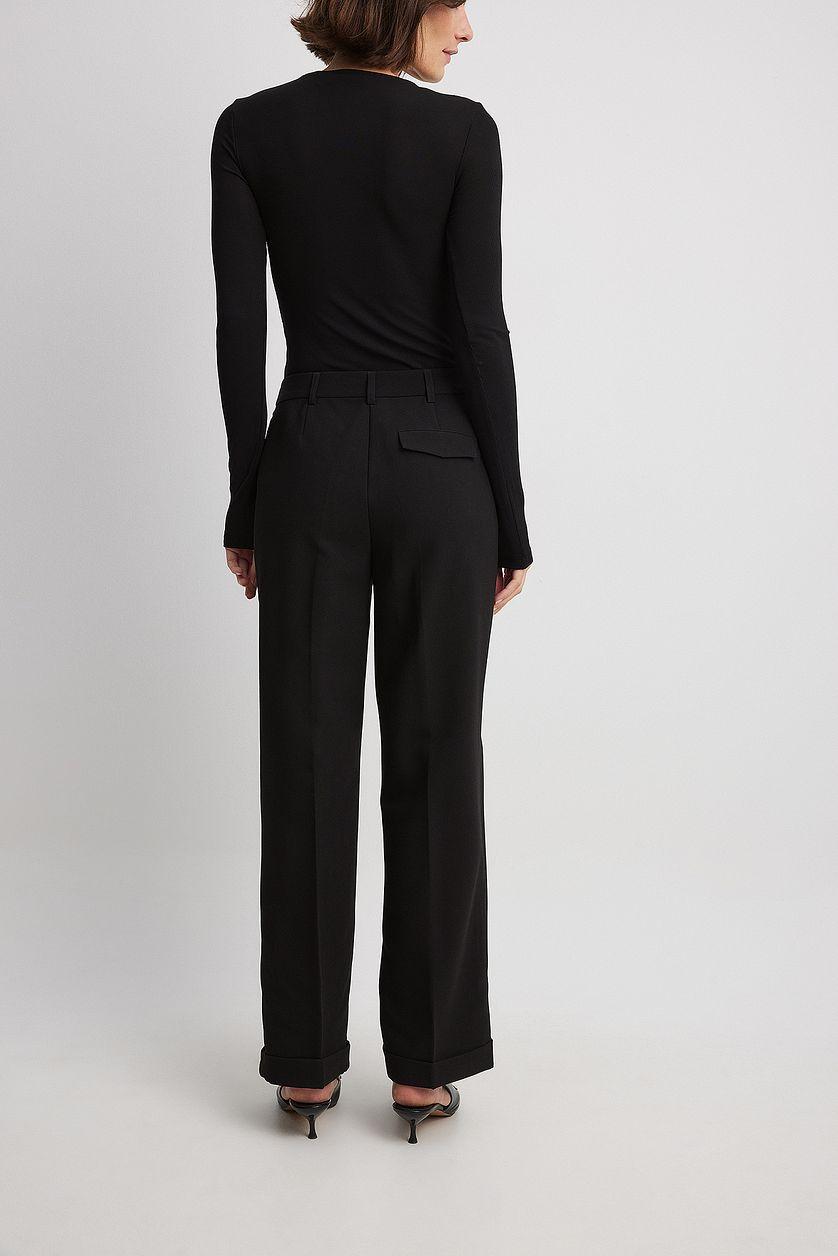 Tailored Mid Waist Suit Pants Black Product Image
