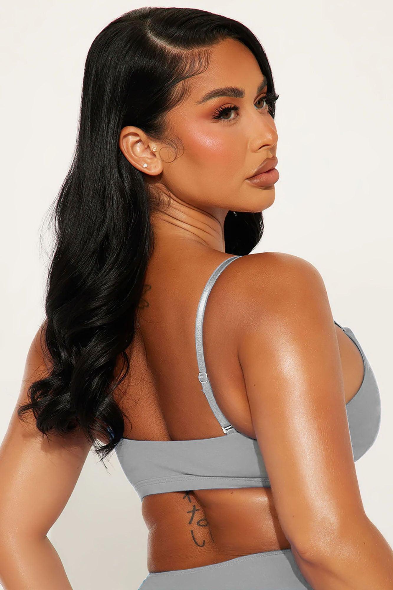 Nova Cotton Scoop Neck Bralette - Heather Grey Product Image