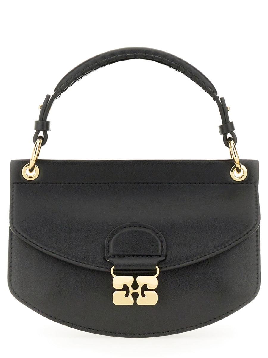 GANNI Womens Black Apo-g Mini Leather-blend Top-handle Bag Product Image