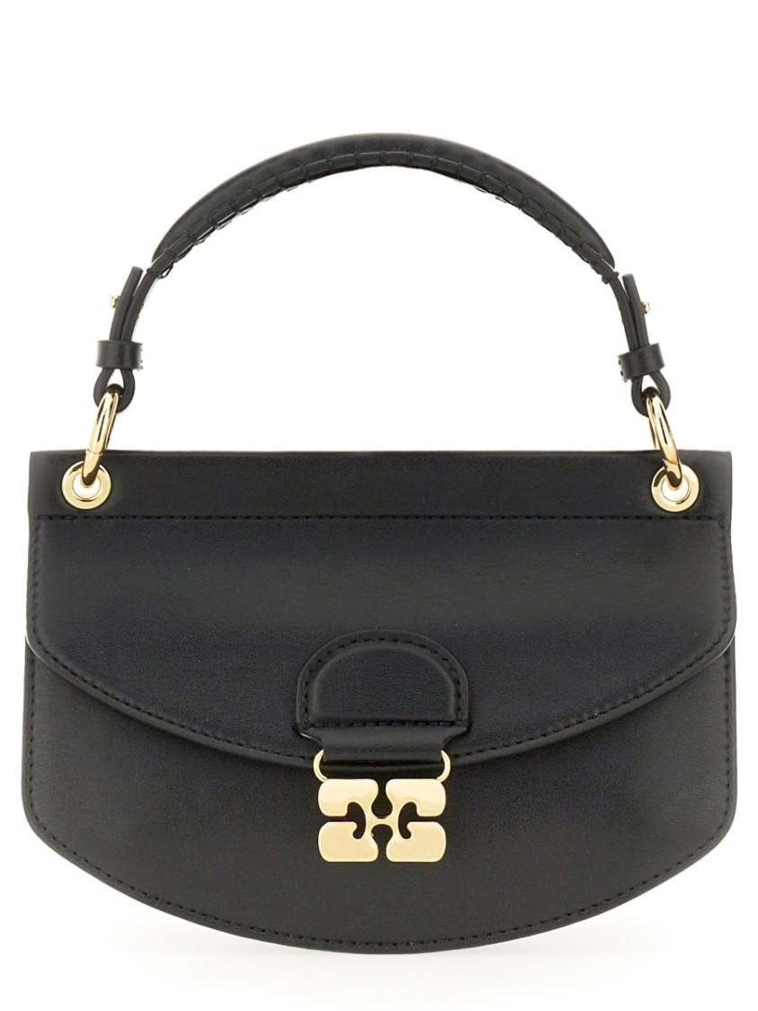 GANNI Womens Black Apo-g Mini Leather-blend Top-handle Bag Product Image