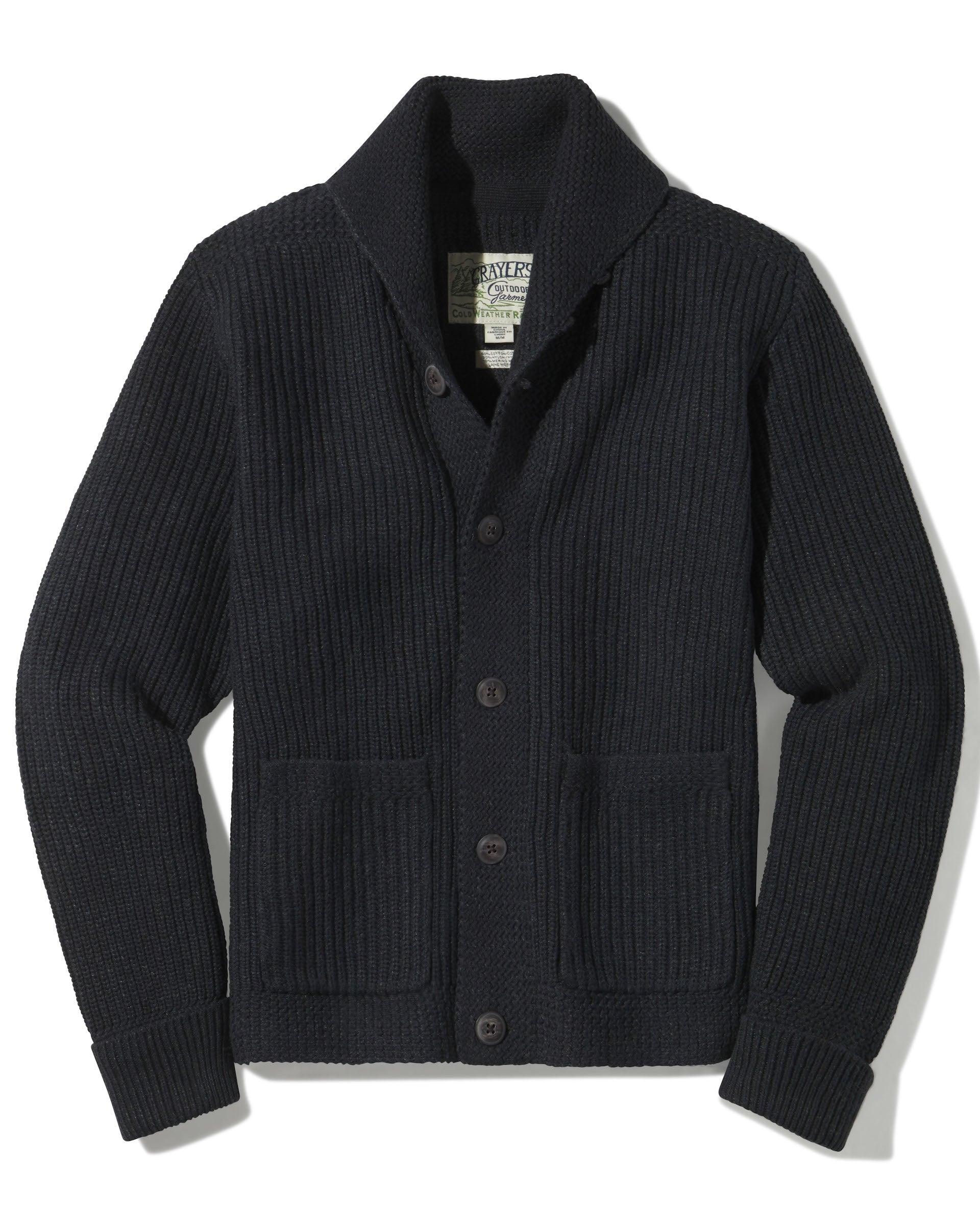 Belmont Plaited Shawl Cardigan - Black Charcoal Product Image