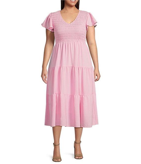 Perch by Blu Pepper Plus Flutter Sleeve Midi Dress Product Image