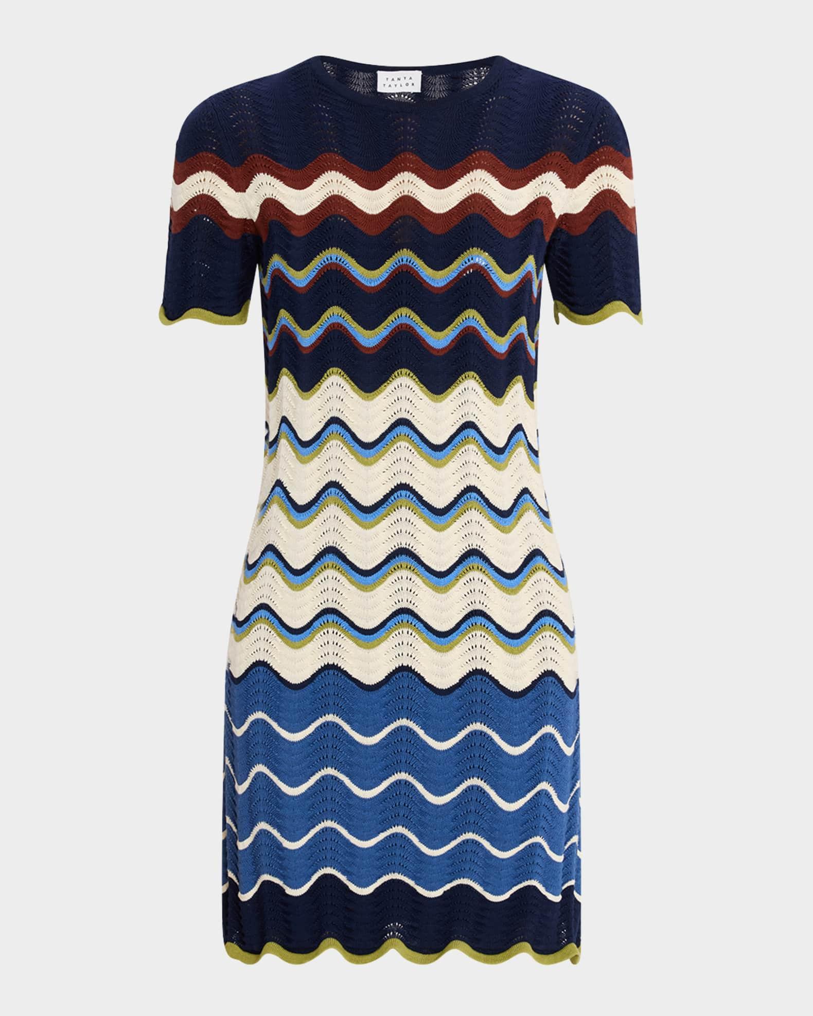 Leighton Short-Sleeve Wavy Knit Midi Dress Product Image