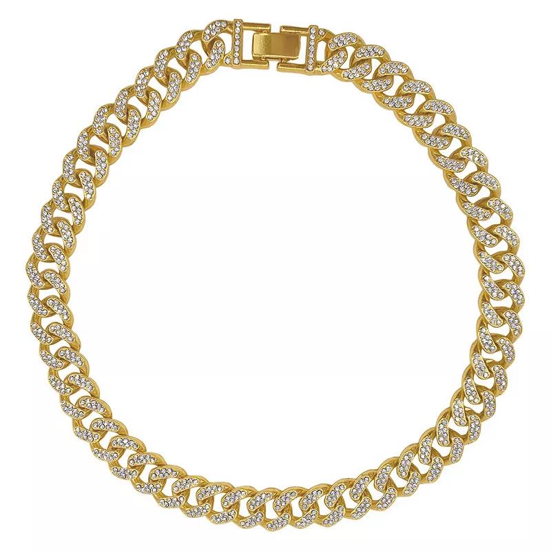 Adornia Cubic Zirconia Flat Curb Chain Necklace, Womens Silver Tone Product Image