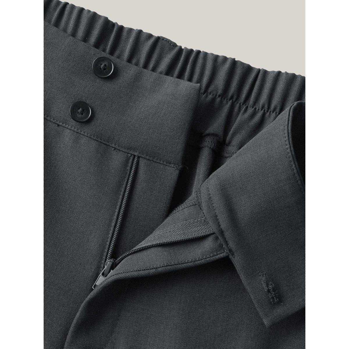 Plus Size Overlap Waist Buckles Classic Bootcut Pants Women DimGray At the Office Bootcut Mid Rise Office Pants BloomChic 28/5X Product Image