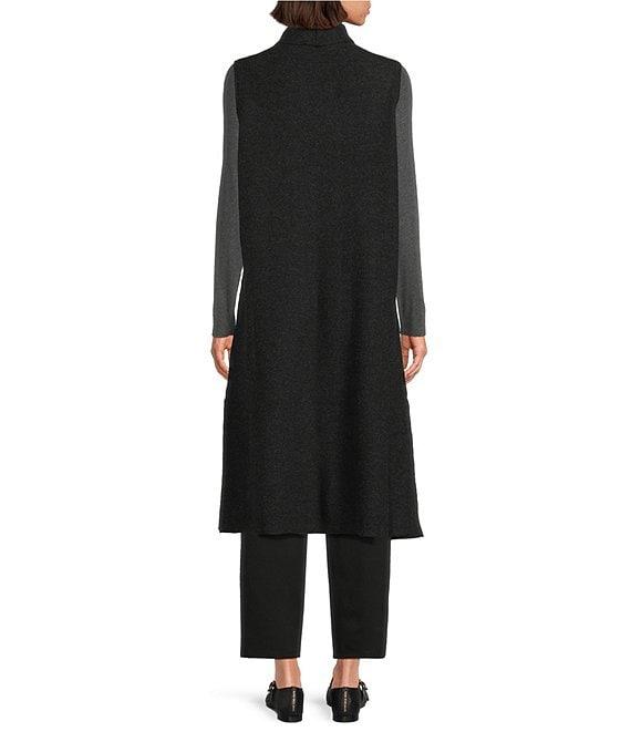 Eileen Fisher Ligthweight Boiled Wool Shawl Collar Sleeveless Vest Product Image