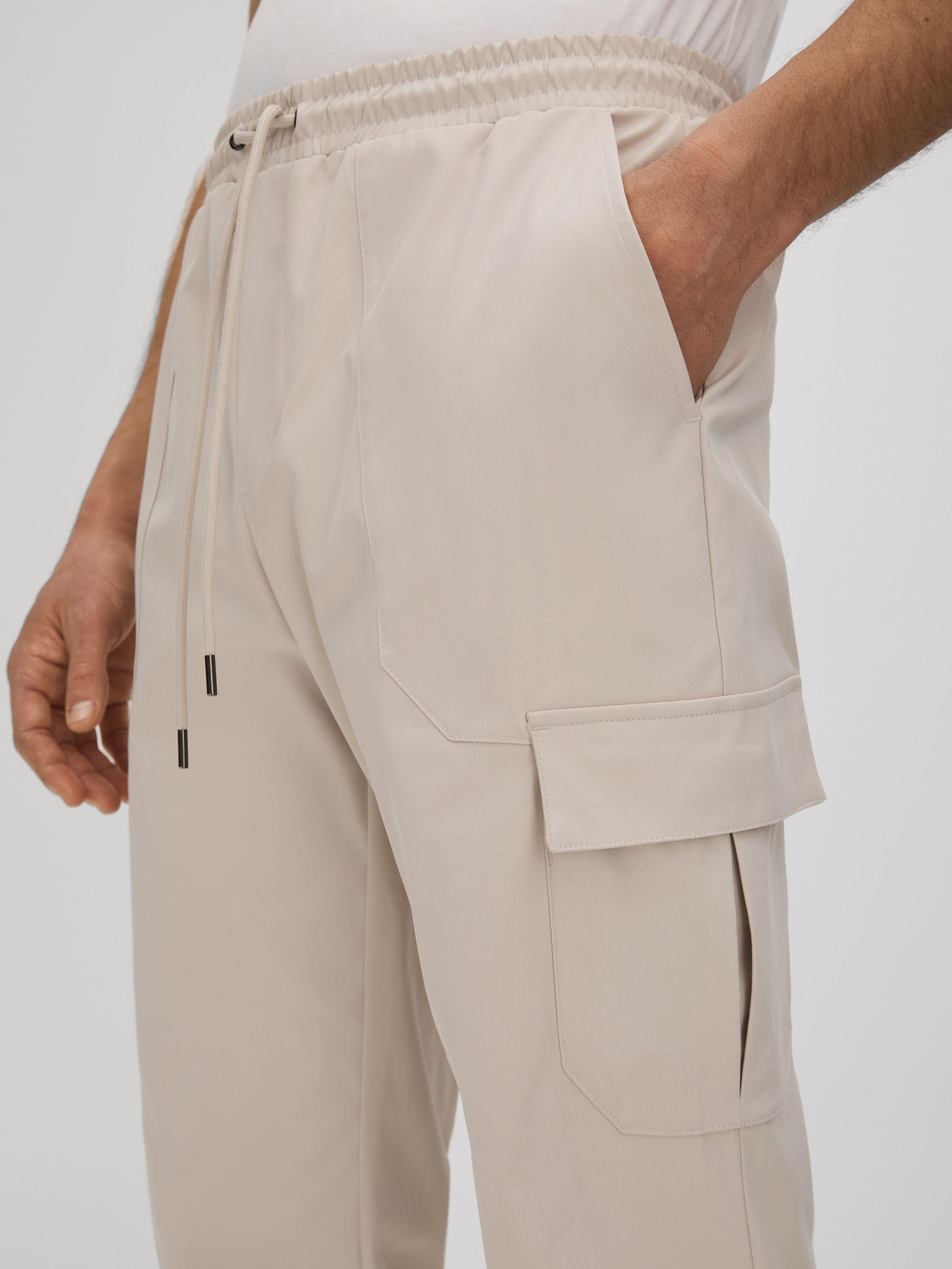 Technical Drawstring Cargo Trousers in Stone Product Image