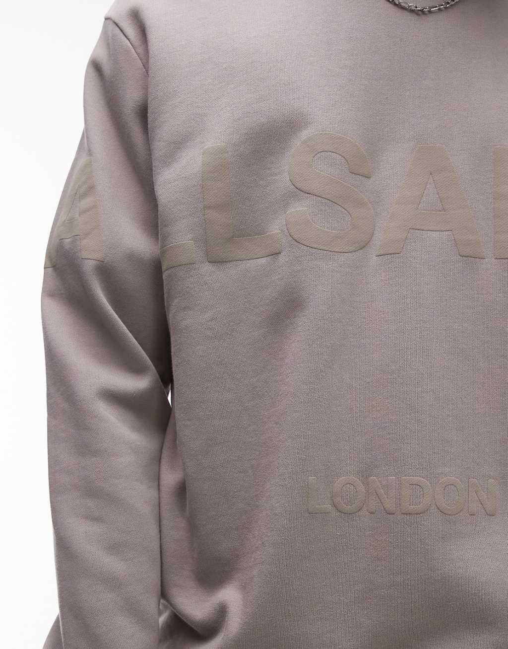 AllSaints Biggy tonal logo sweatshirt in light brown Product Image