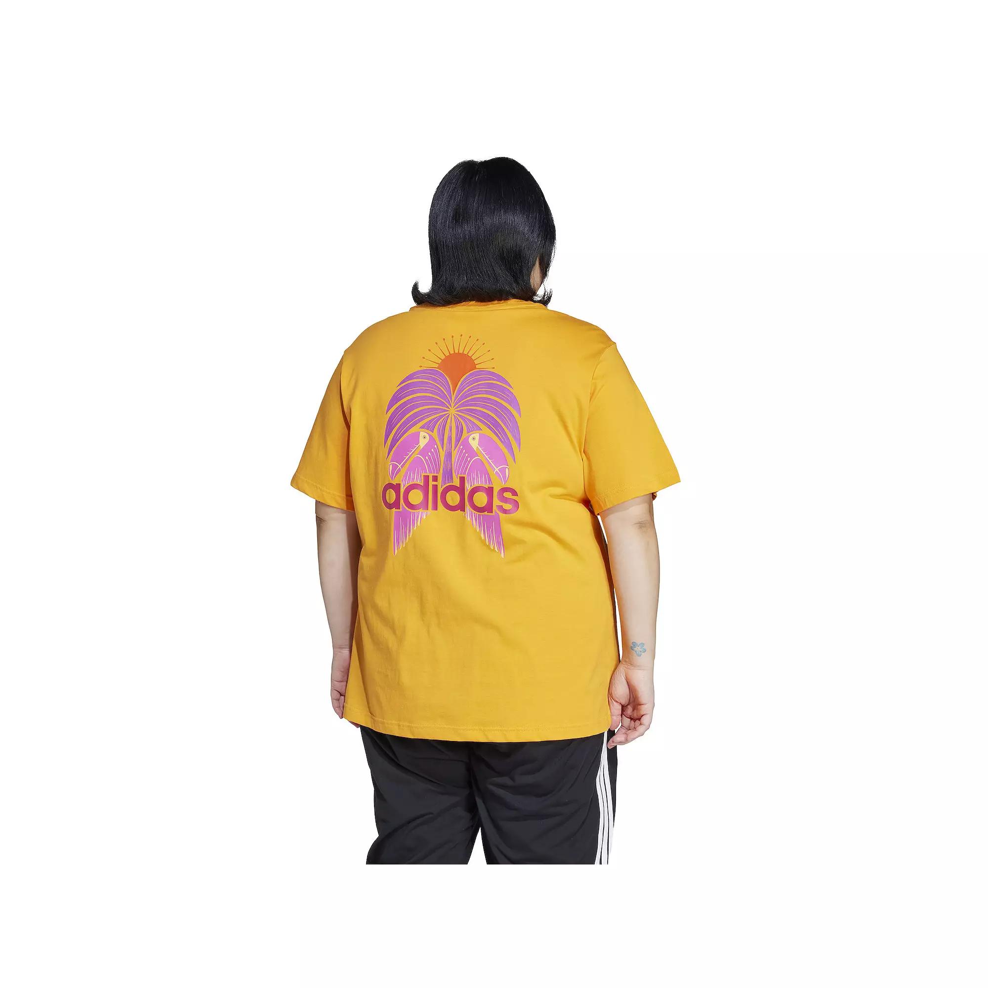 Plus Size adidas x FARM Graphic Sportswear Tee, Women's, Size: 2XL, Orange Bold Pink Product Image