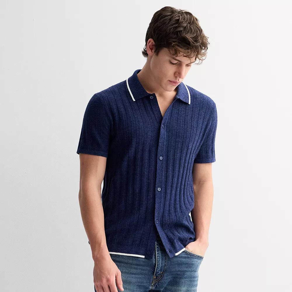 Men's Apt. 9 Textured Stripes Knitted Sweater, Size: XL, Blue Marl Product Image