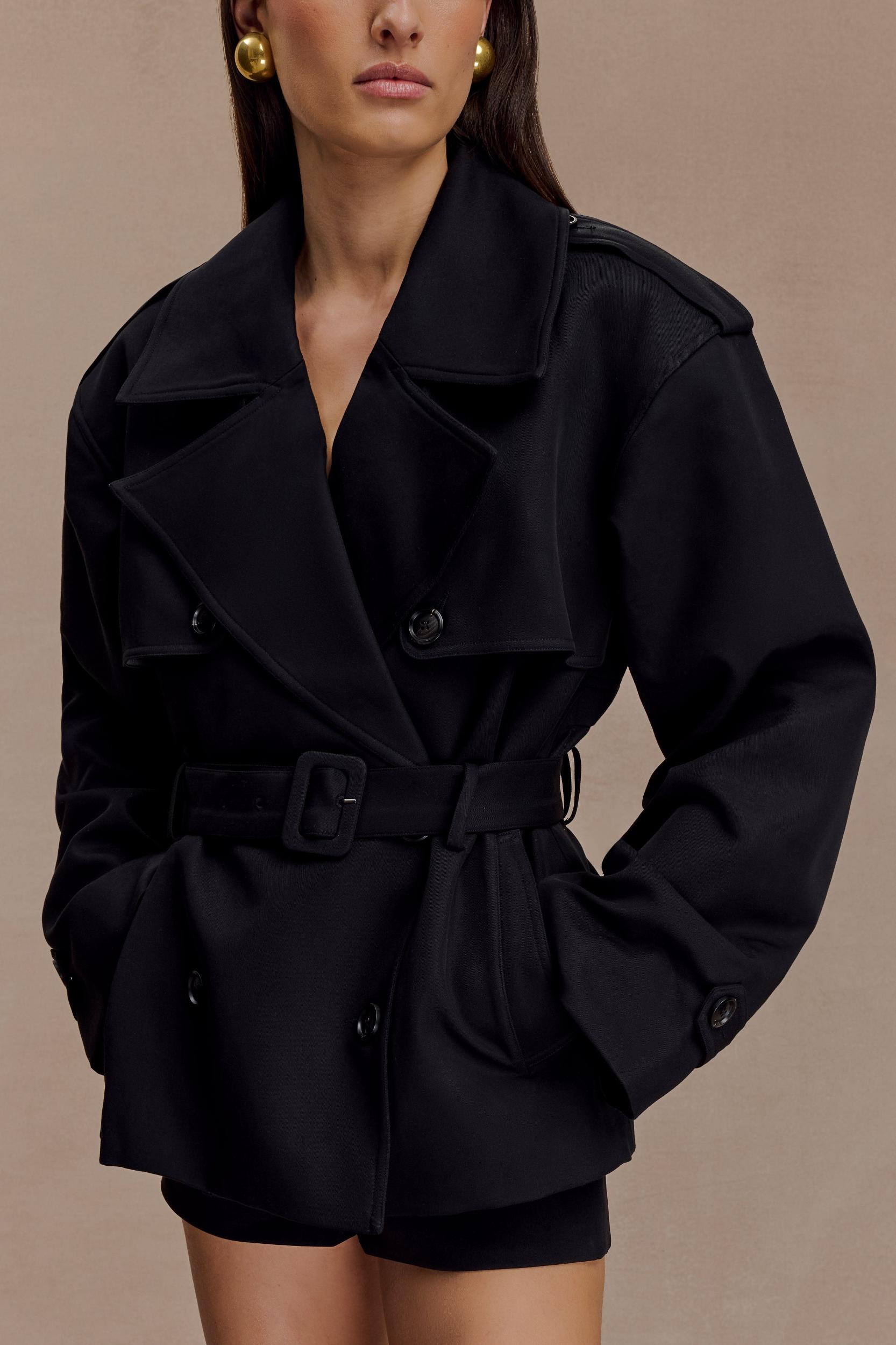 Alden Short Trench Jacket - Black Female Product Image