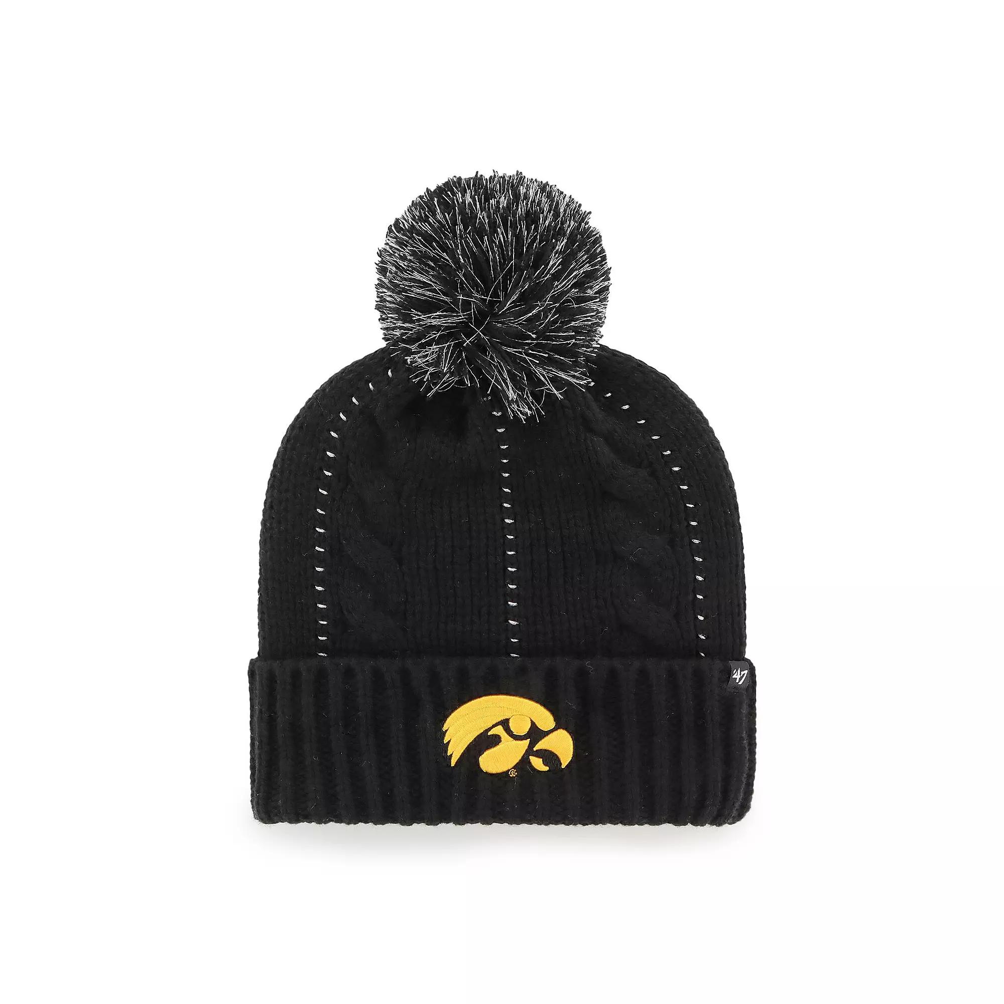 Women's '47 Black Iowa Hawkeyes Bauble Cuffed Knit Hat with Pom Product Image