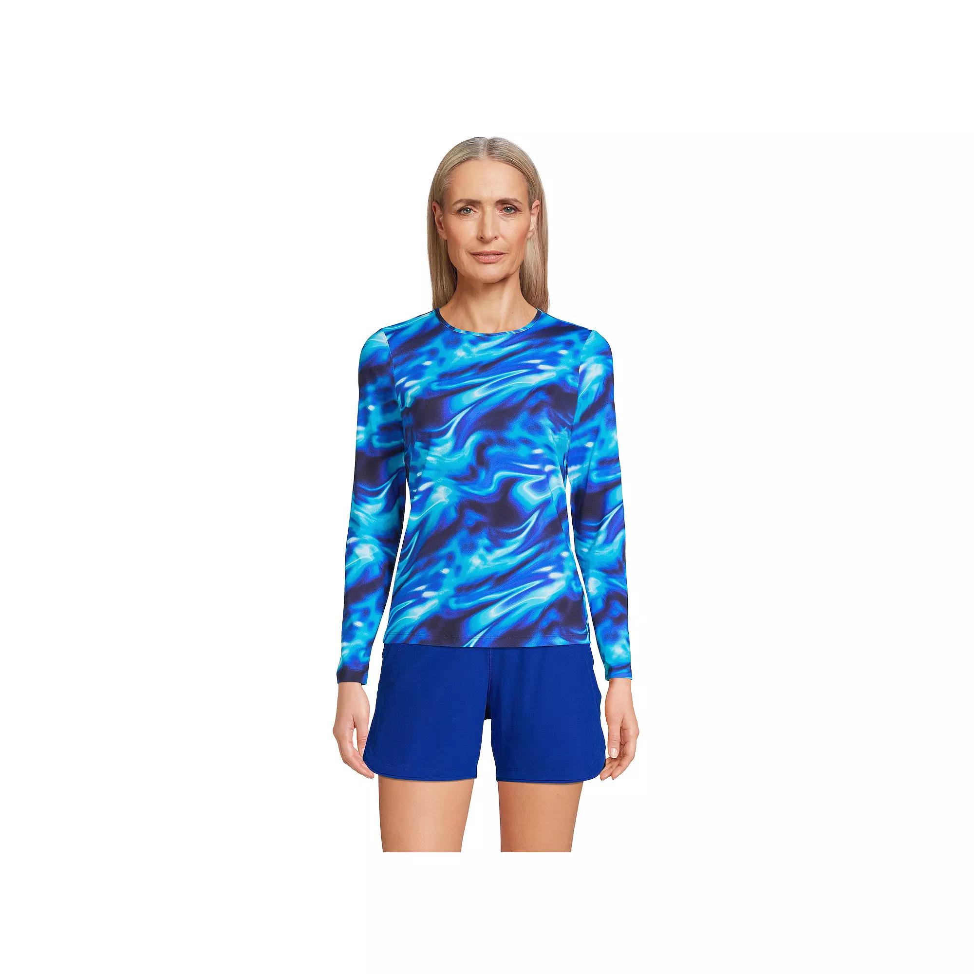 Women's Lands' End UPF 50 Long Sleeve Rash Guard,  Product Image