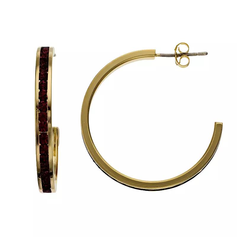 Traditions Jewelry Company 18k Gold Over Silver Crystal Birthstone Hoop Earrings, Women's, March Product Image