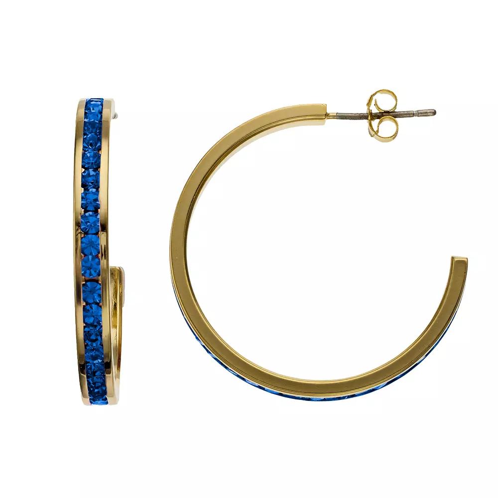 Traditions Jewelry Company 18k Gold Over Silver Crystal Birthstone Hoop Earrings, Womens, July Product Image