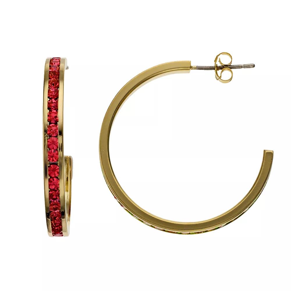 Traditions Jewelry Company 18k Gold Over Silver Crystal Birthstone Hoop Earrings, Womens, July Product Image