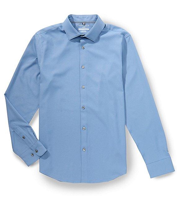 Perry Ellis Slim-Fit Performance Stretch Solid Long Sleeve Woven Shirt Product Image