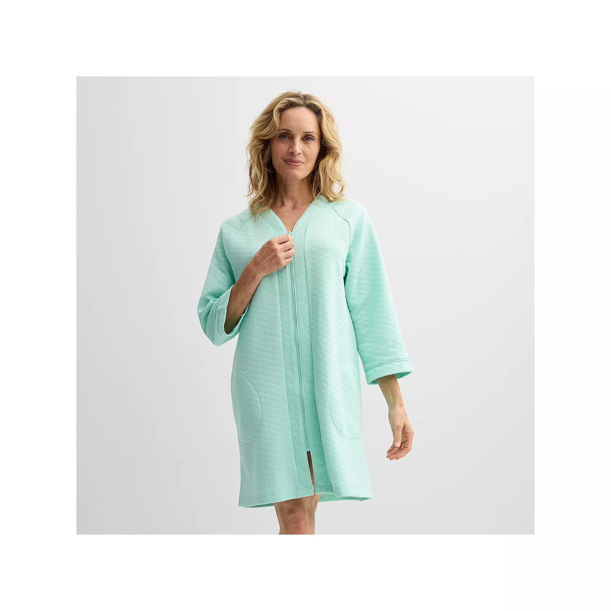 Women's Croft & Barrow® Quilted Zip Short Robe, Size: XL, Blue Rae Product Image
