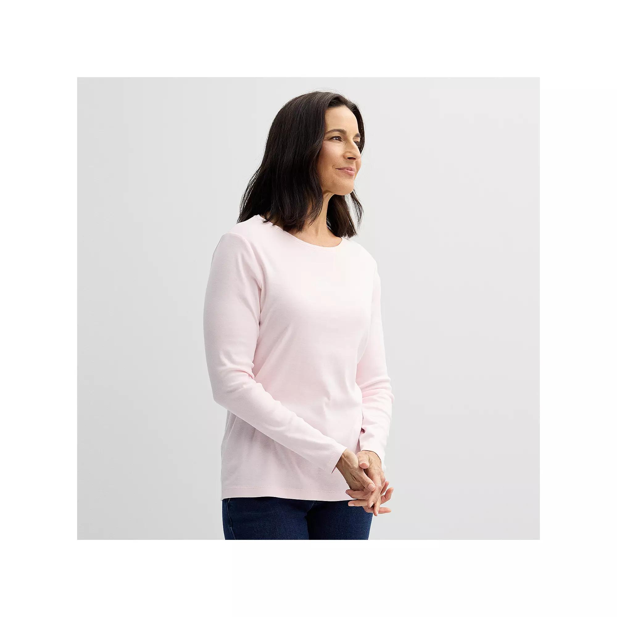Women's Croft & Barrow® Essential Long-Sleeve Classic Crewneck Tee,  Product Image