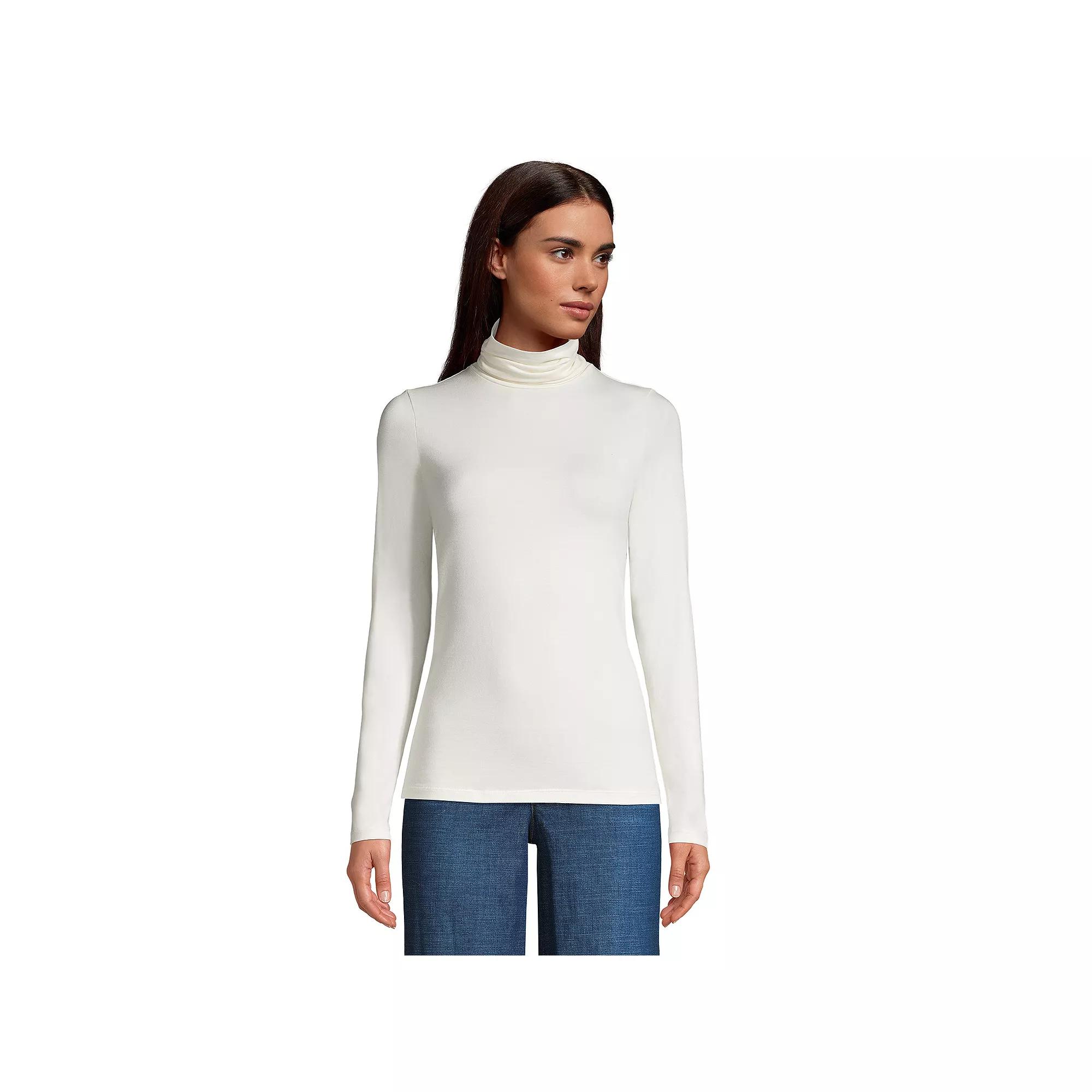 Women's Lands' End Lightweight Fitted Turtleneck,  Product Image