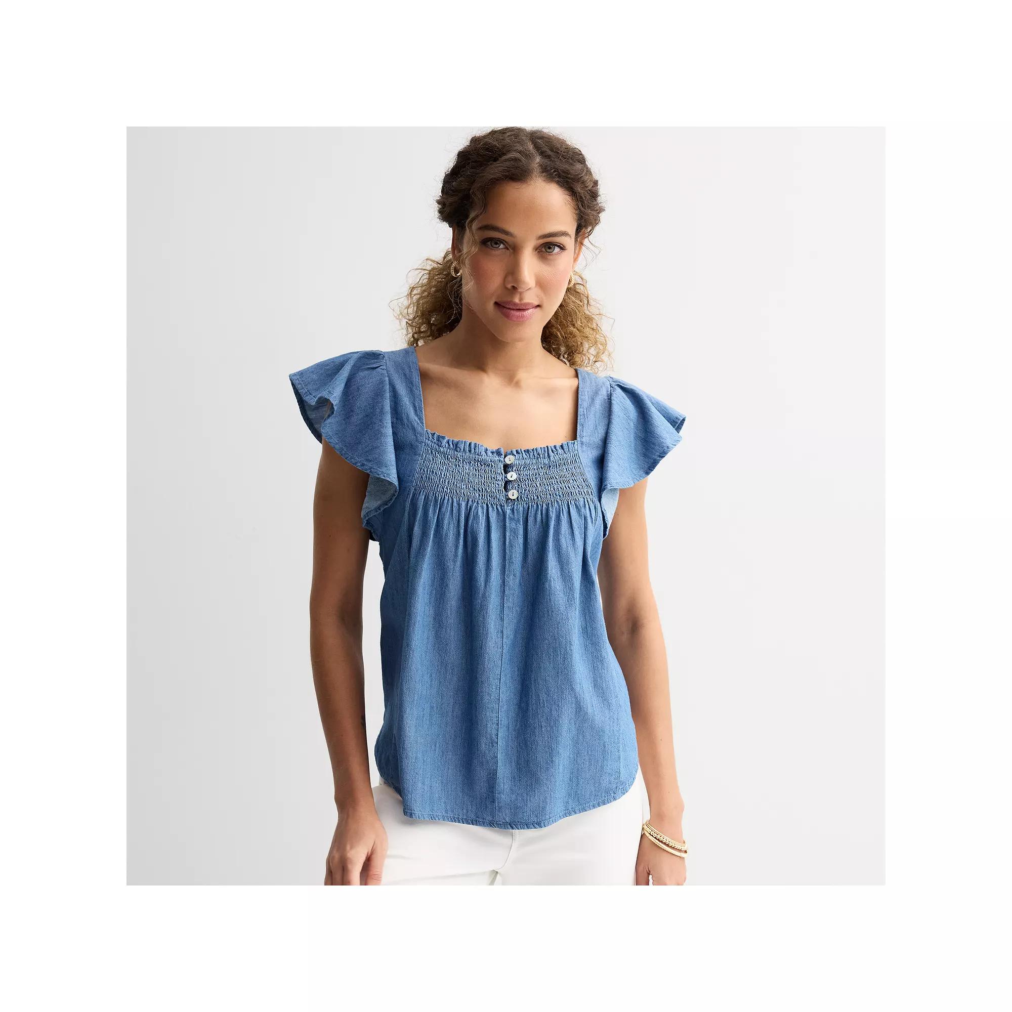 Women's Draper James Flutter Sleeve Smocked Top,  Product Image