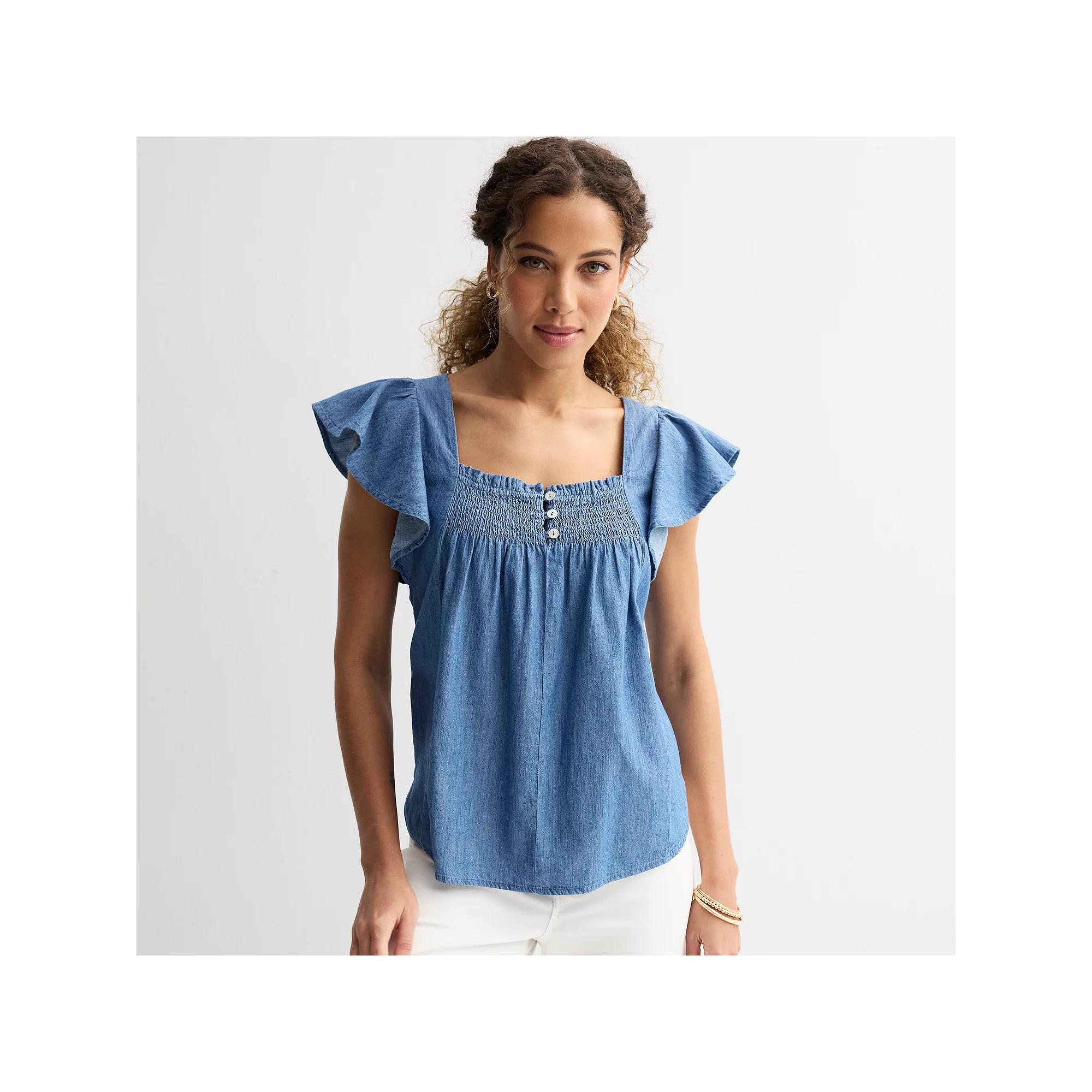 Women's Draper James Flutter Sleeve Smocked Top,  Product Image