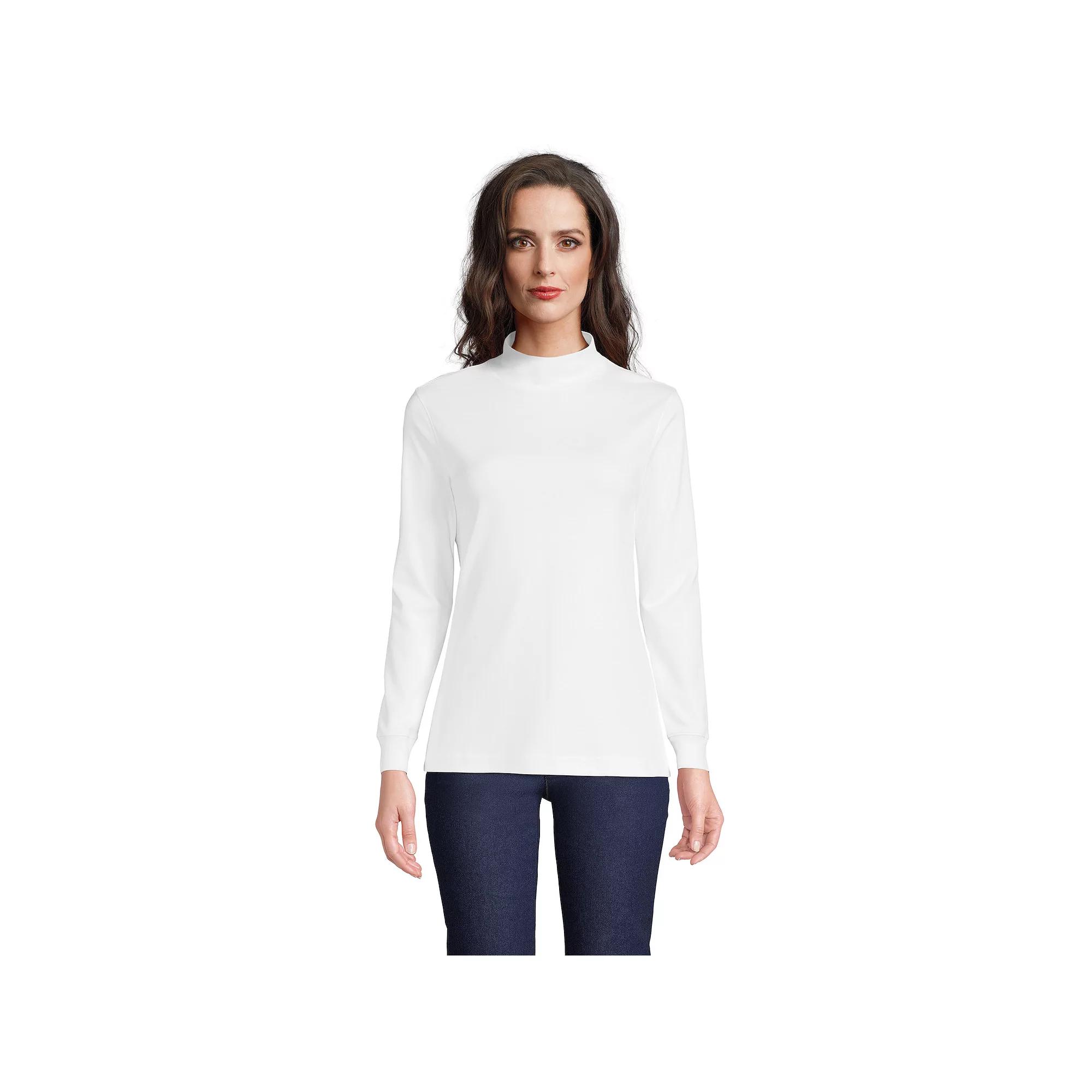 Women's Lands' End Long Sleeve Supima Mockneck Top,  Product Image