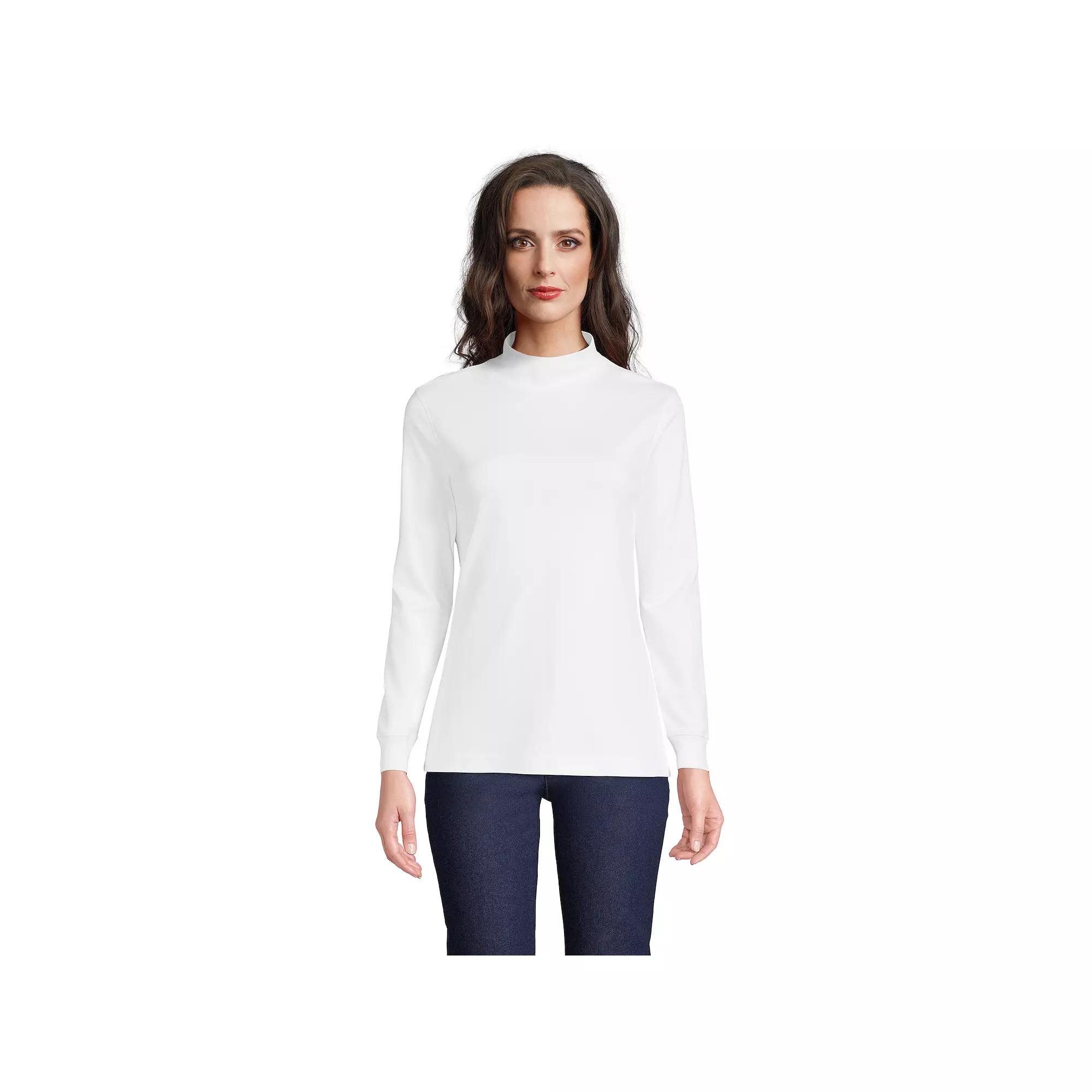 Women's Lands' End Long Sleeve Supima Mockneck Top,  Product Image