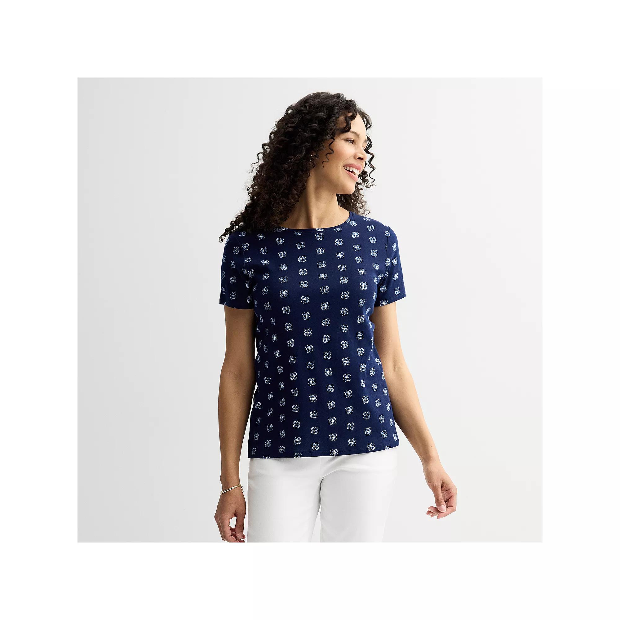 Women's Croft & Barrow® Essential Crewneck Tee, Size: Small, Blue Mini Tile Product Image