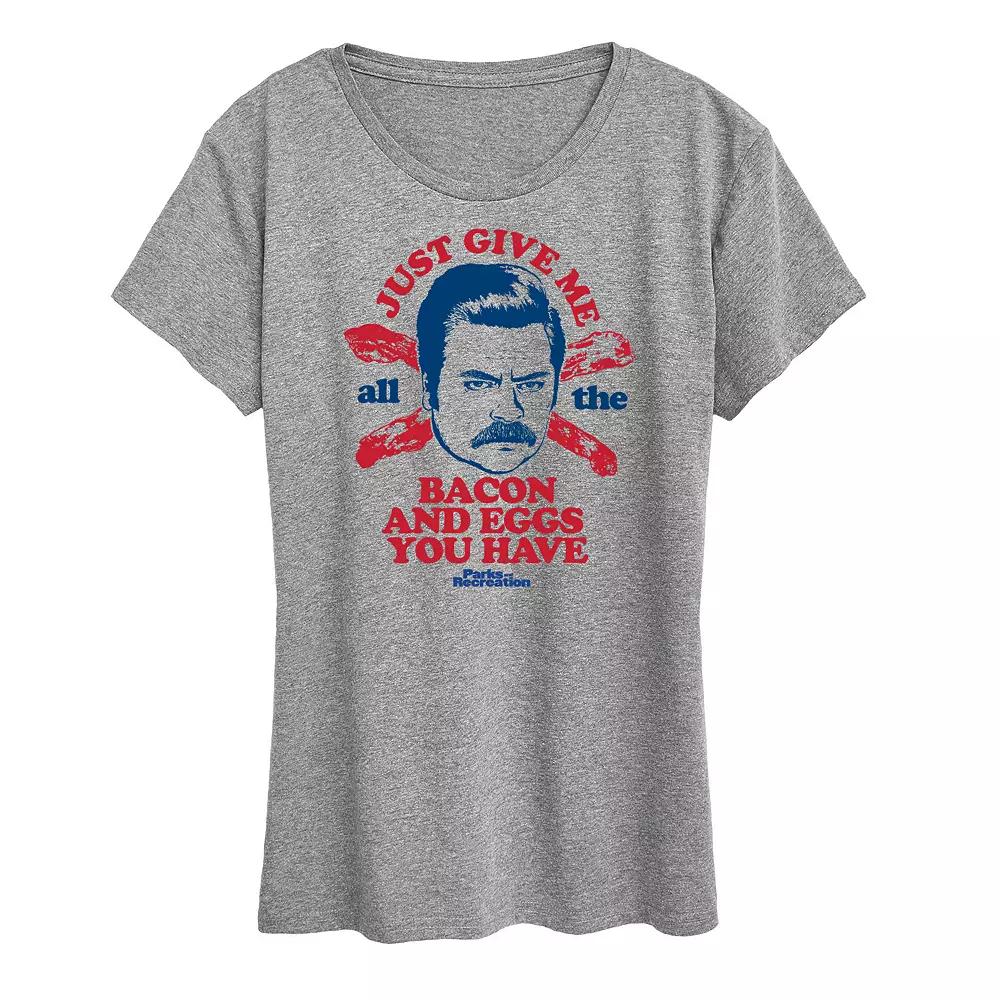 Women's Parks & Rec Ron Bacon Eggs Graphic Tee, Girl's,  Product Image