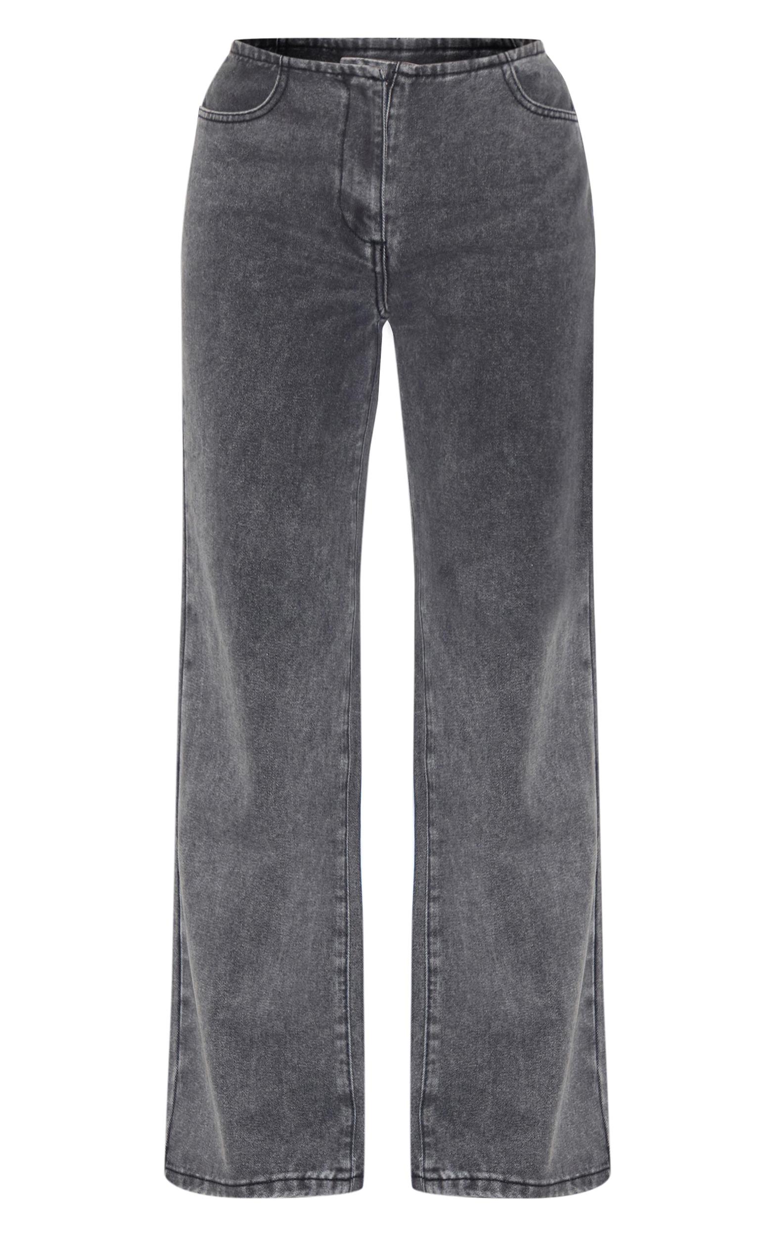Washed Grey Low Rise No Waistband Straight Leg Product Image