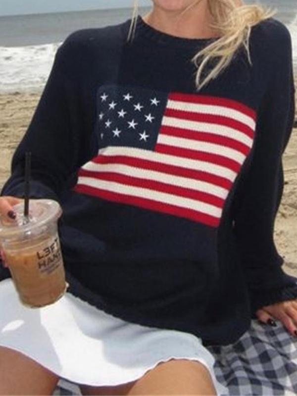 Flag Jacquard Pullover Sweater Product Image
