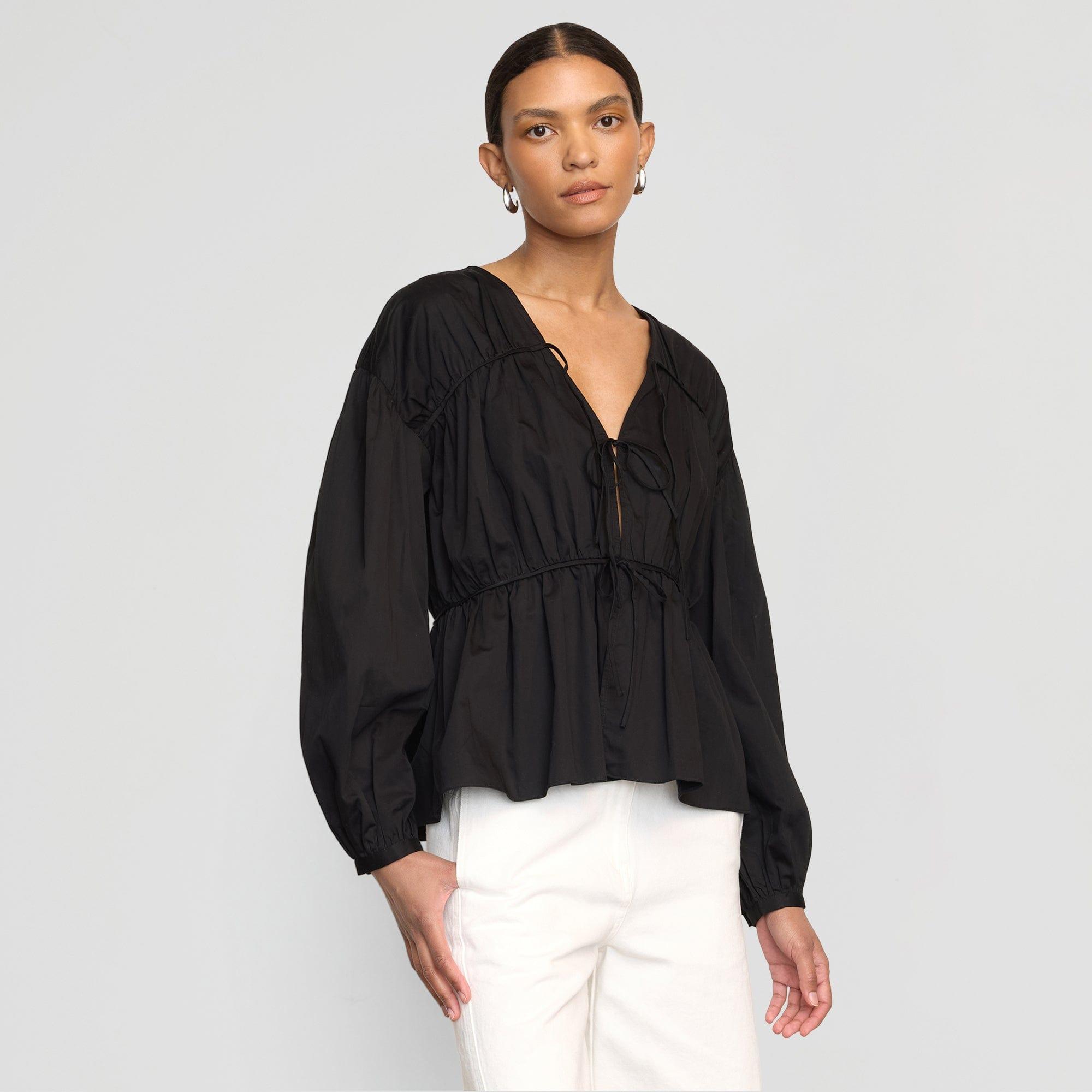 Hira Tie-Front Organic Cotton Blouse Product Image