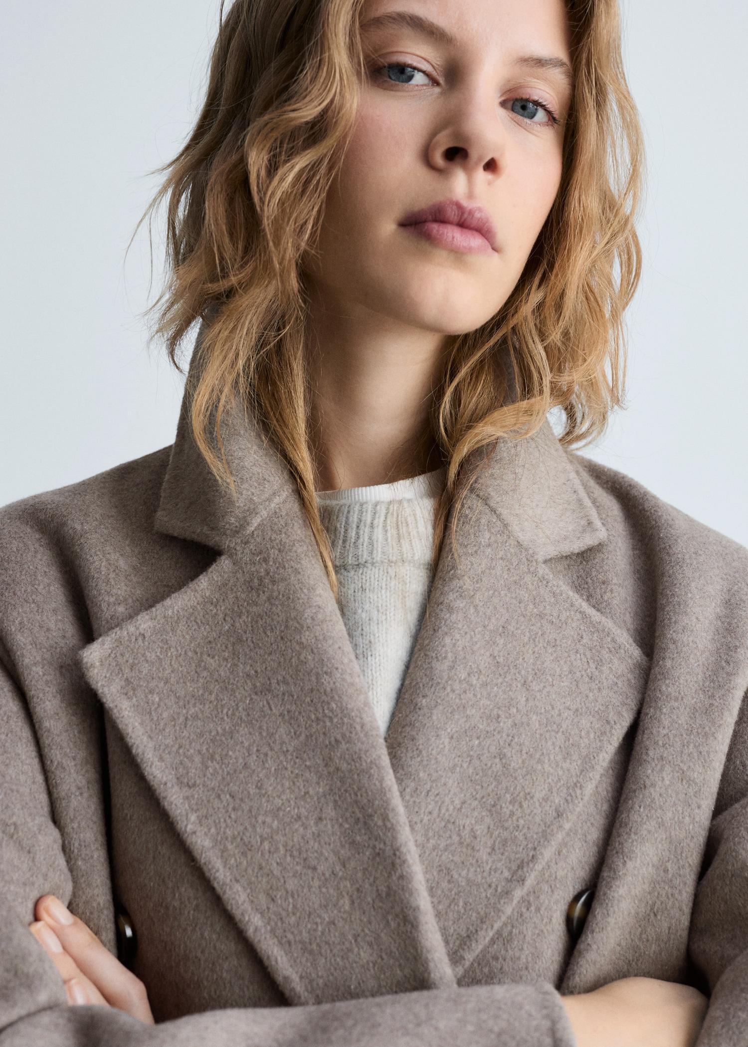 Oversize handmade long coat - Women | MANGO USA Product Image