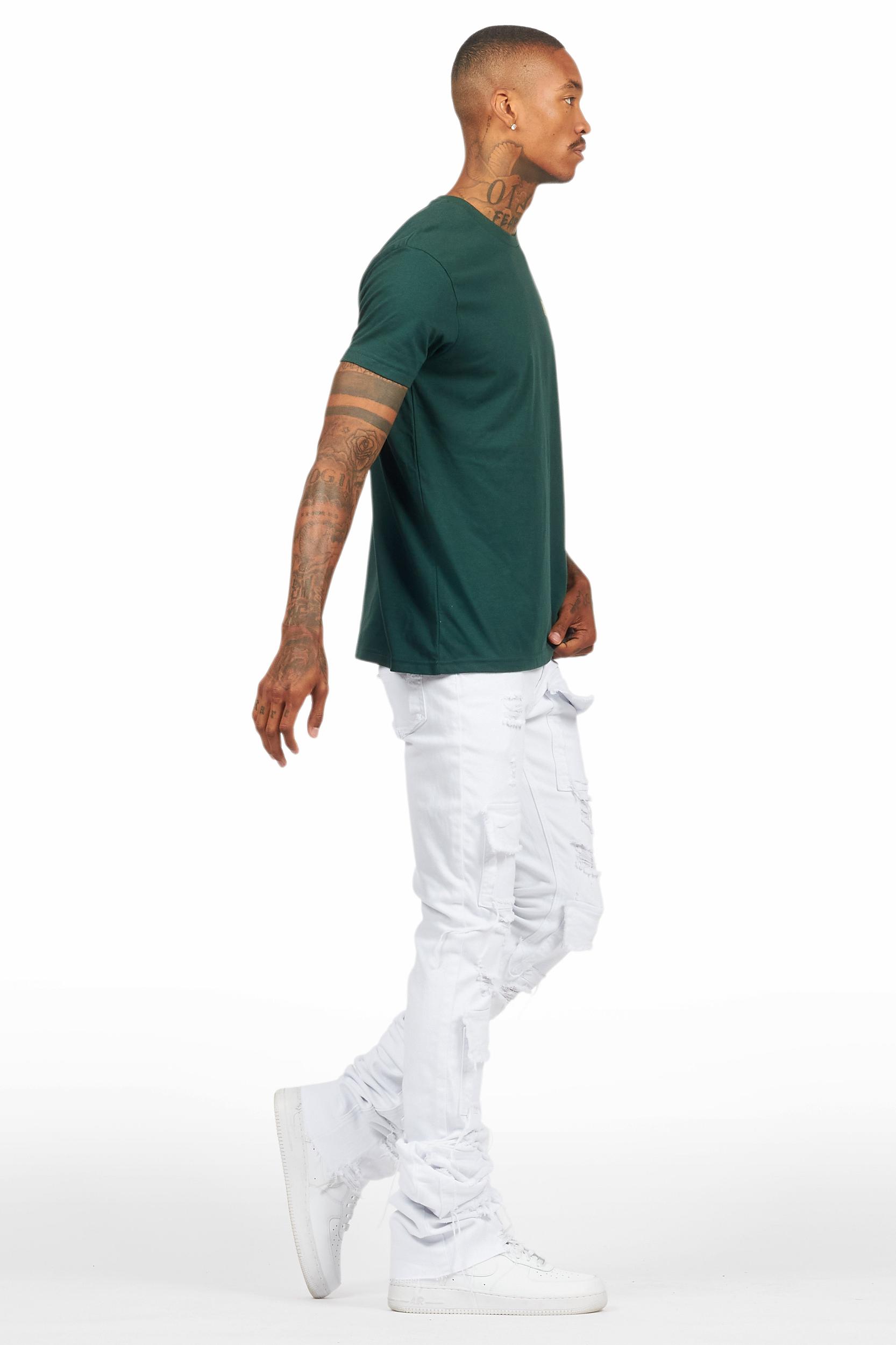 Pooja White Super Stacked Flare Jean Male Product Image