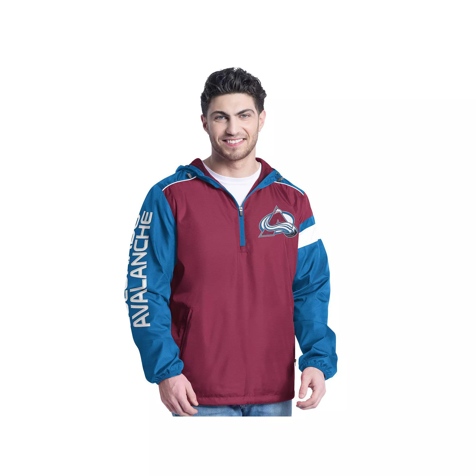 Men's G-III Sports by Carl Banks Burgundy/Navy Colorado Avalanche Lateral Half-Zip Hoodie Jacket, Size: Medium, Med Re Product Image
