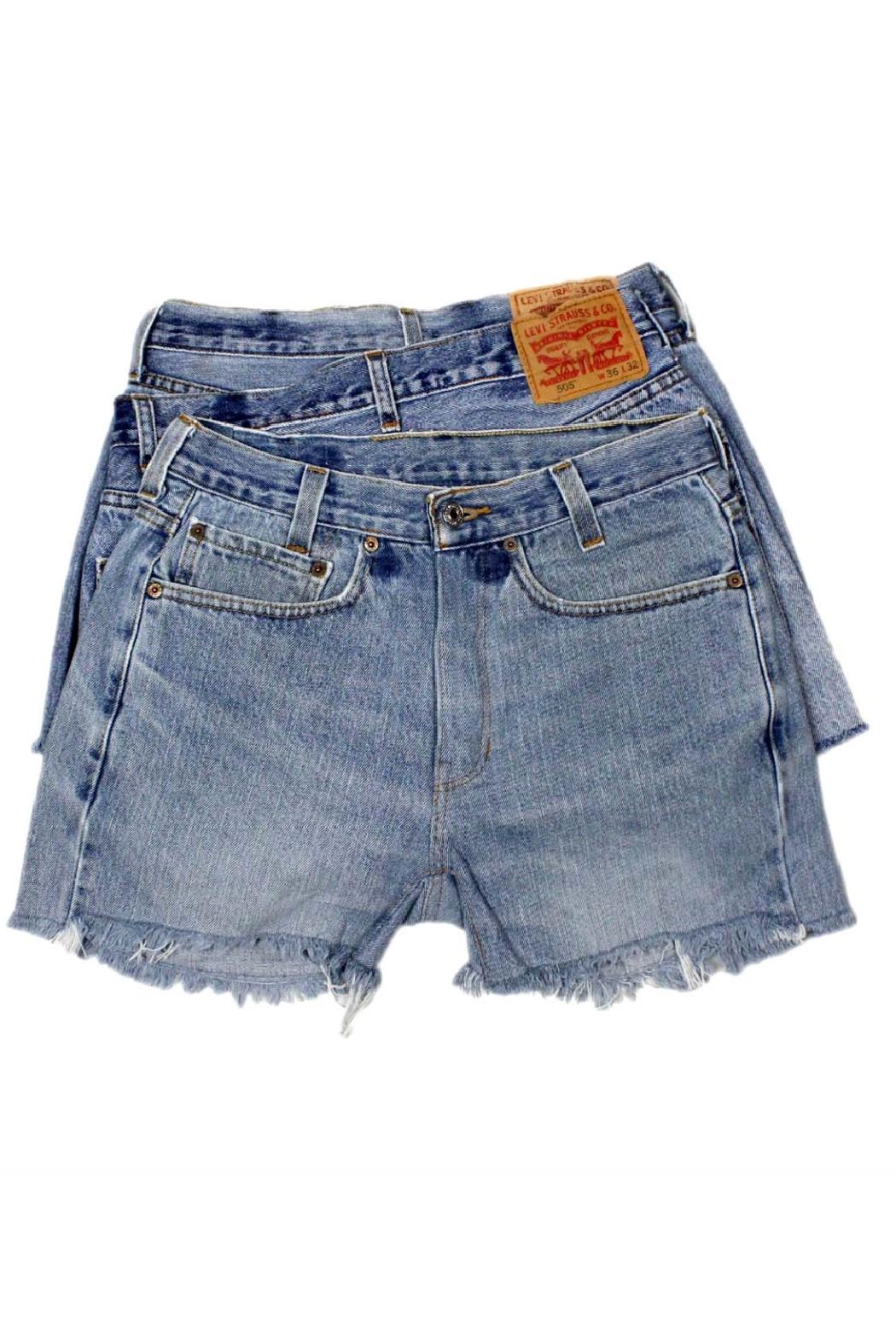 Mid-Rise Upcycled Denim Straight-Cut Shorts Product Image