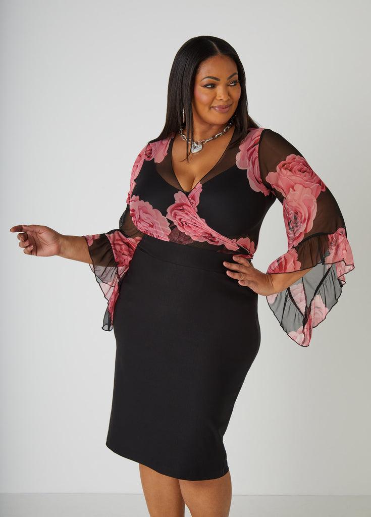 Floral Mesh Wrap Top Product Image