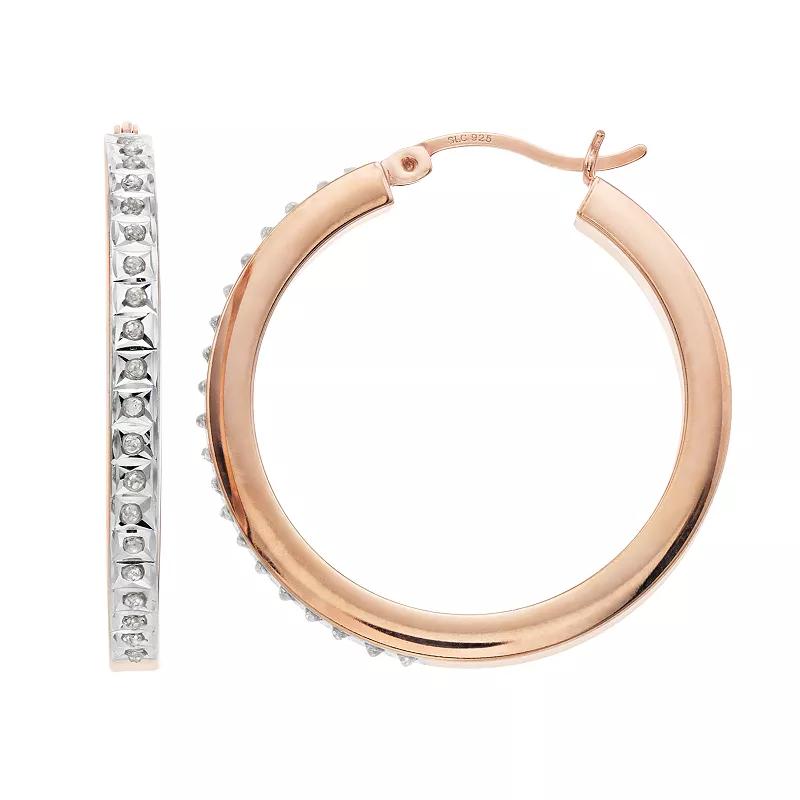 Diamond Mystique Hoop Earrings, Women's, 18k Rose Gold Over Product Image